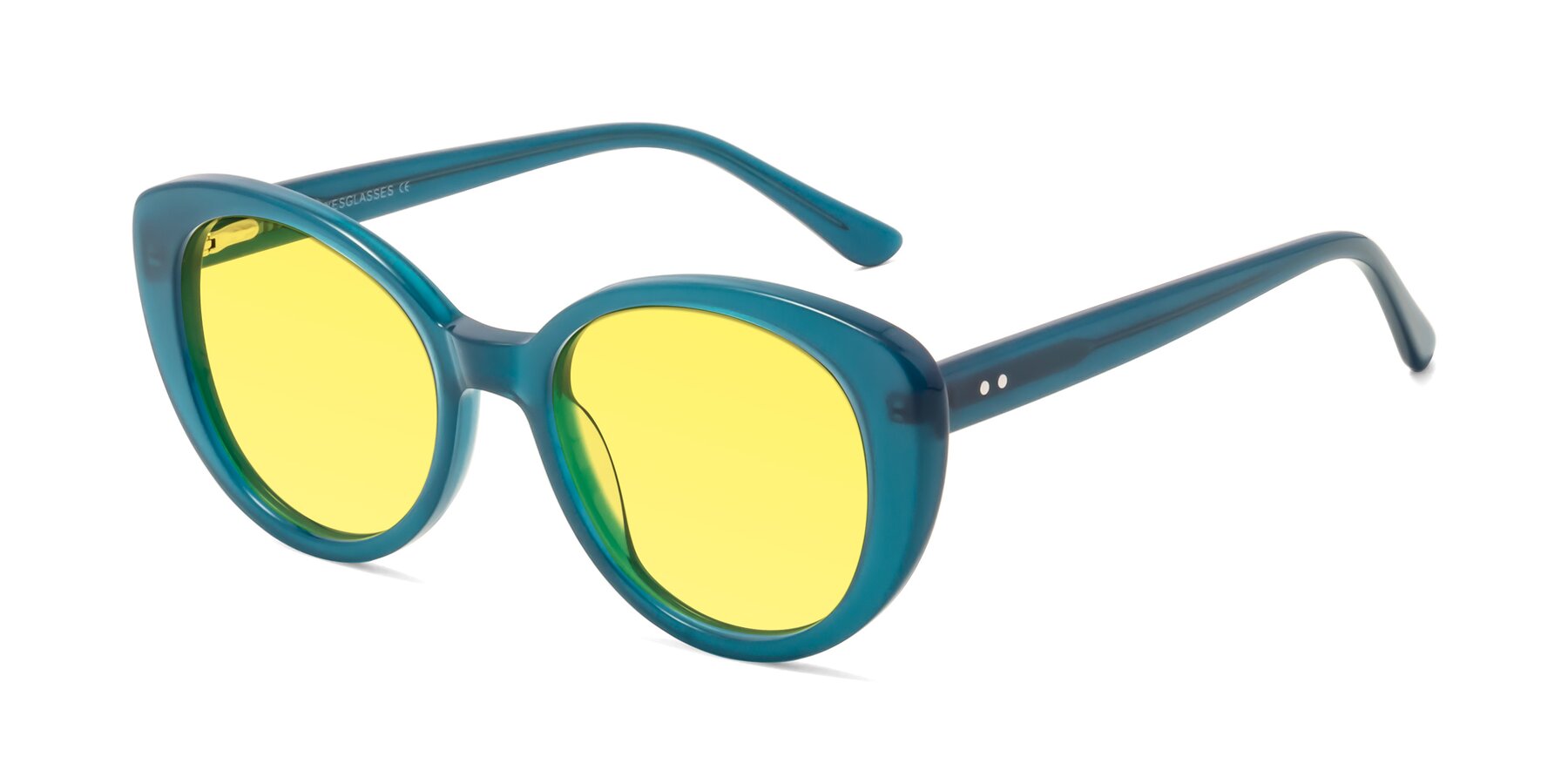 Angle of Pebble in Teal Blue with Medium Yellow Tinted Lenses