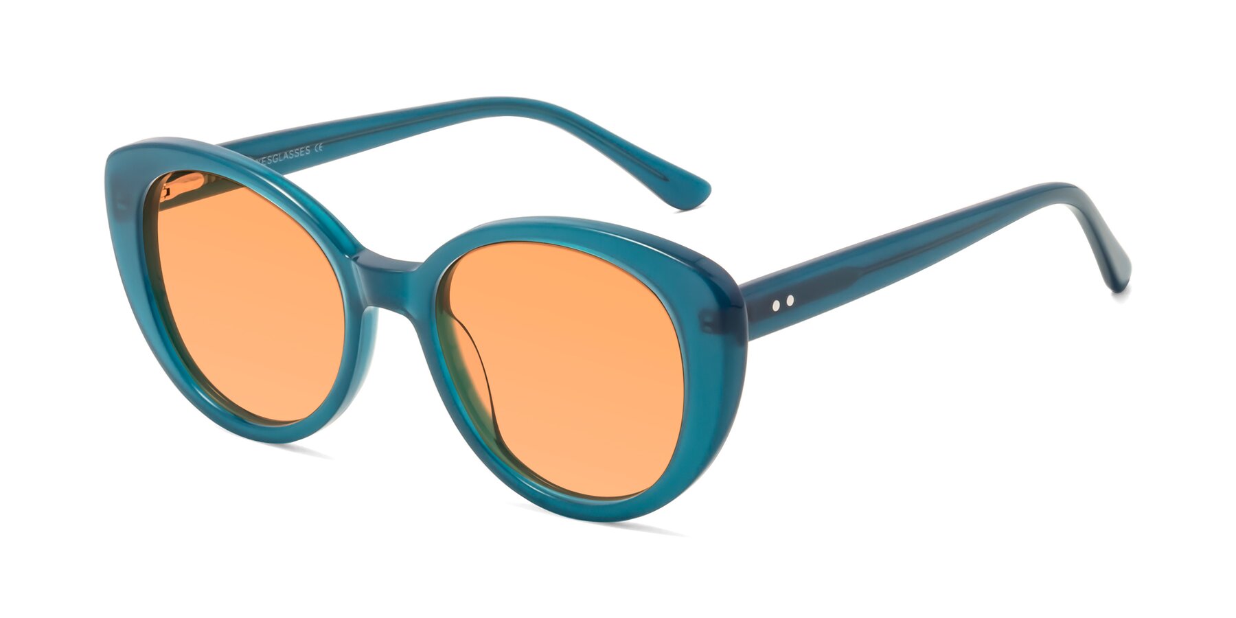 Angle of Pebble in Teal Blue with Medium Orange Tinted Lenses