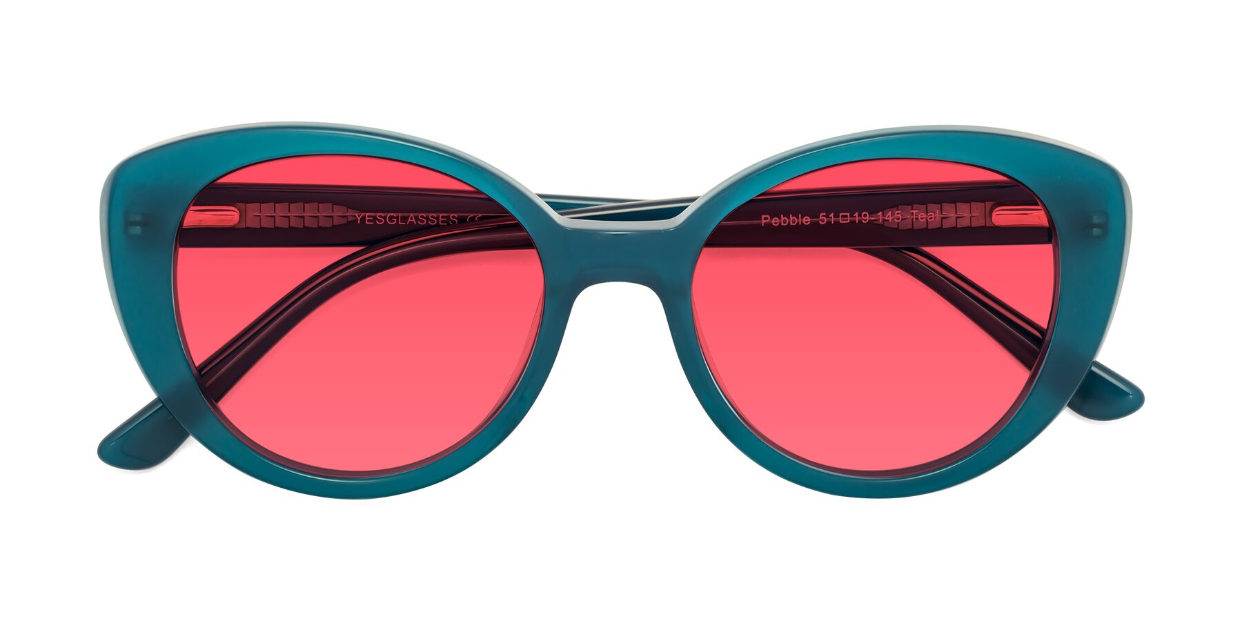 Folded Front of Pebble in Teal Blue with Red Tinted Lenses