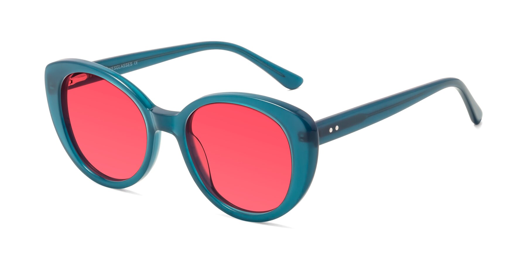 Angle of Pebble in Teal Blue with Red Tinted Lenses