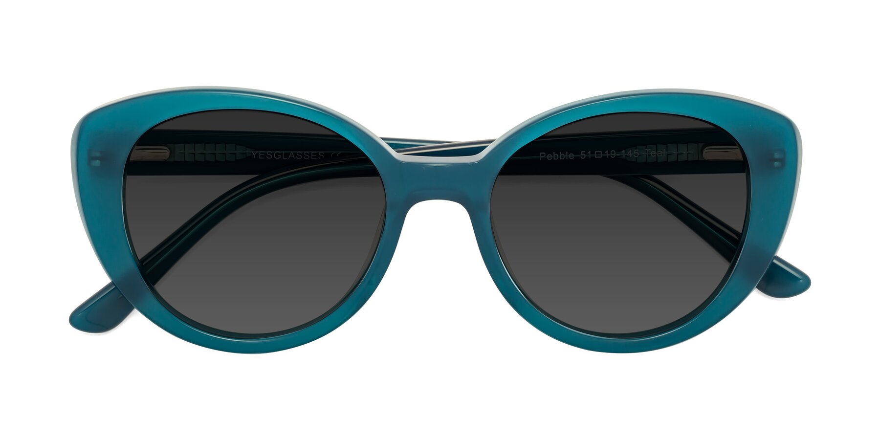 Folded Front of Pebble in Teal Blue with Gray Tinted Lenses