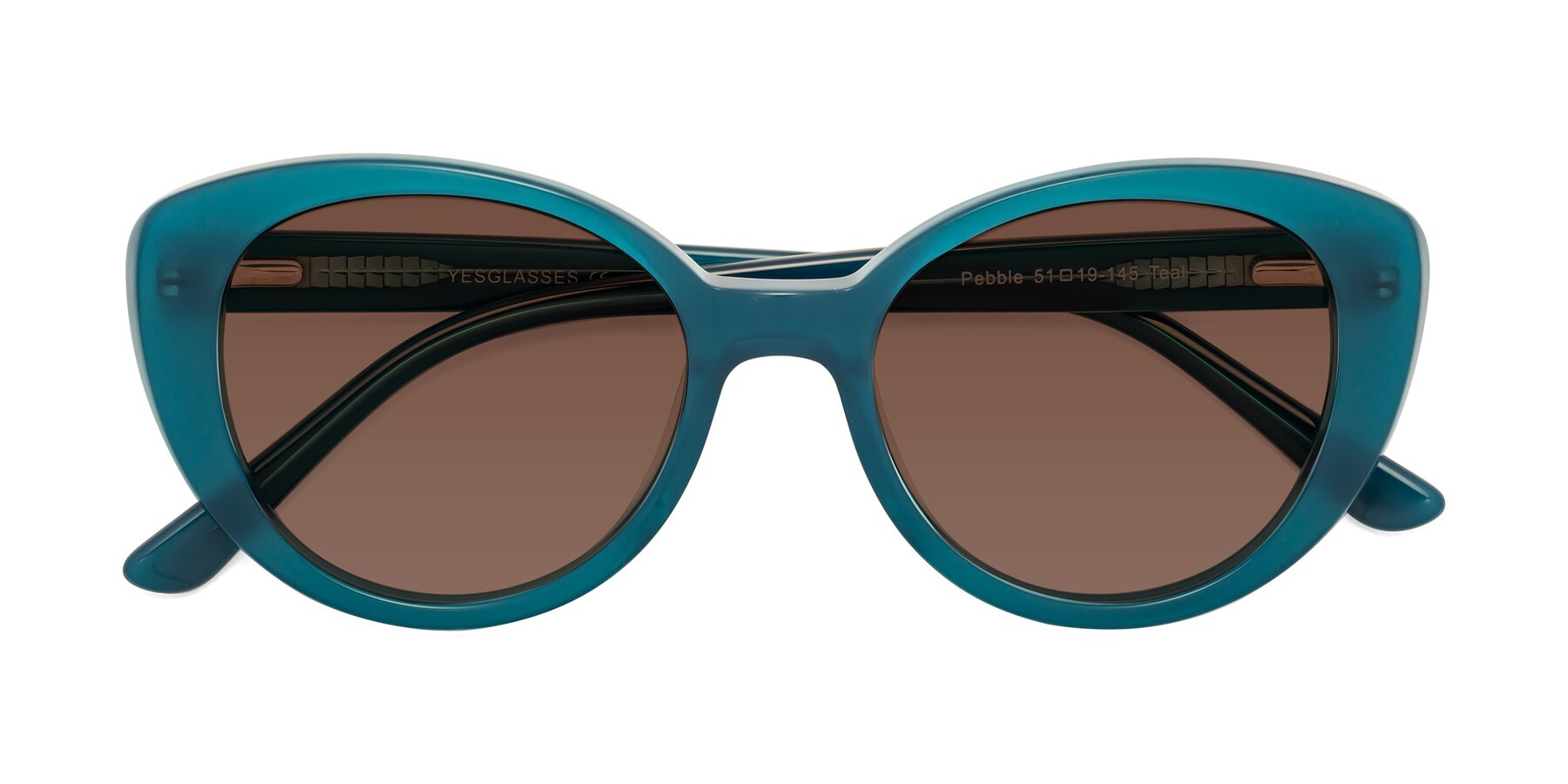 Folded Front of Pebble in Teal Blue with Brown Tinted Lenses