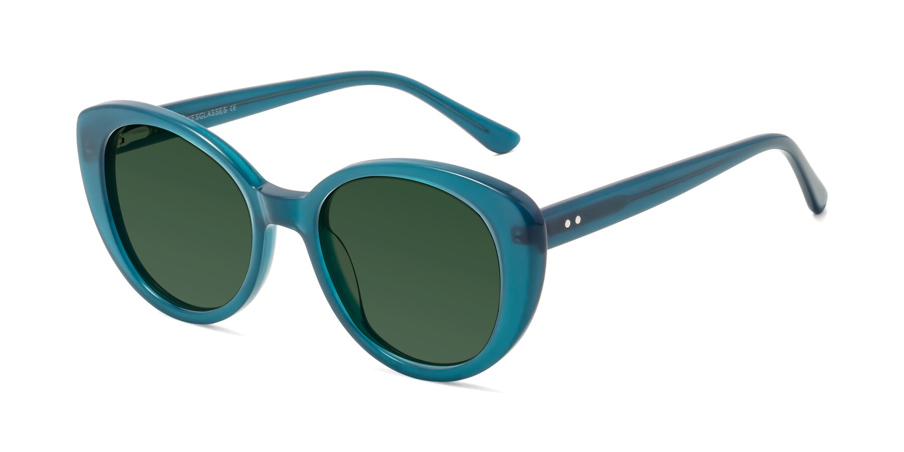 Angle of Pebble in Teal Blue with Green Tinted Lenses