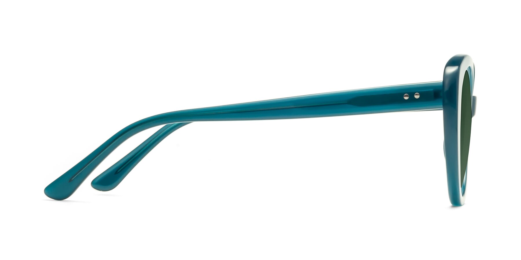 Side of Pebble in Teal Blue with Green Tinted Lenses