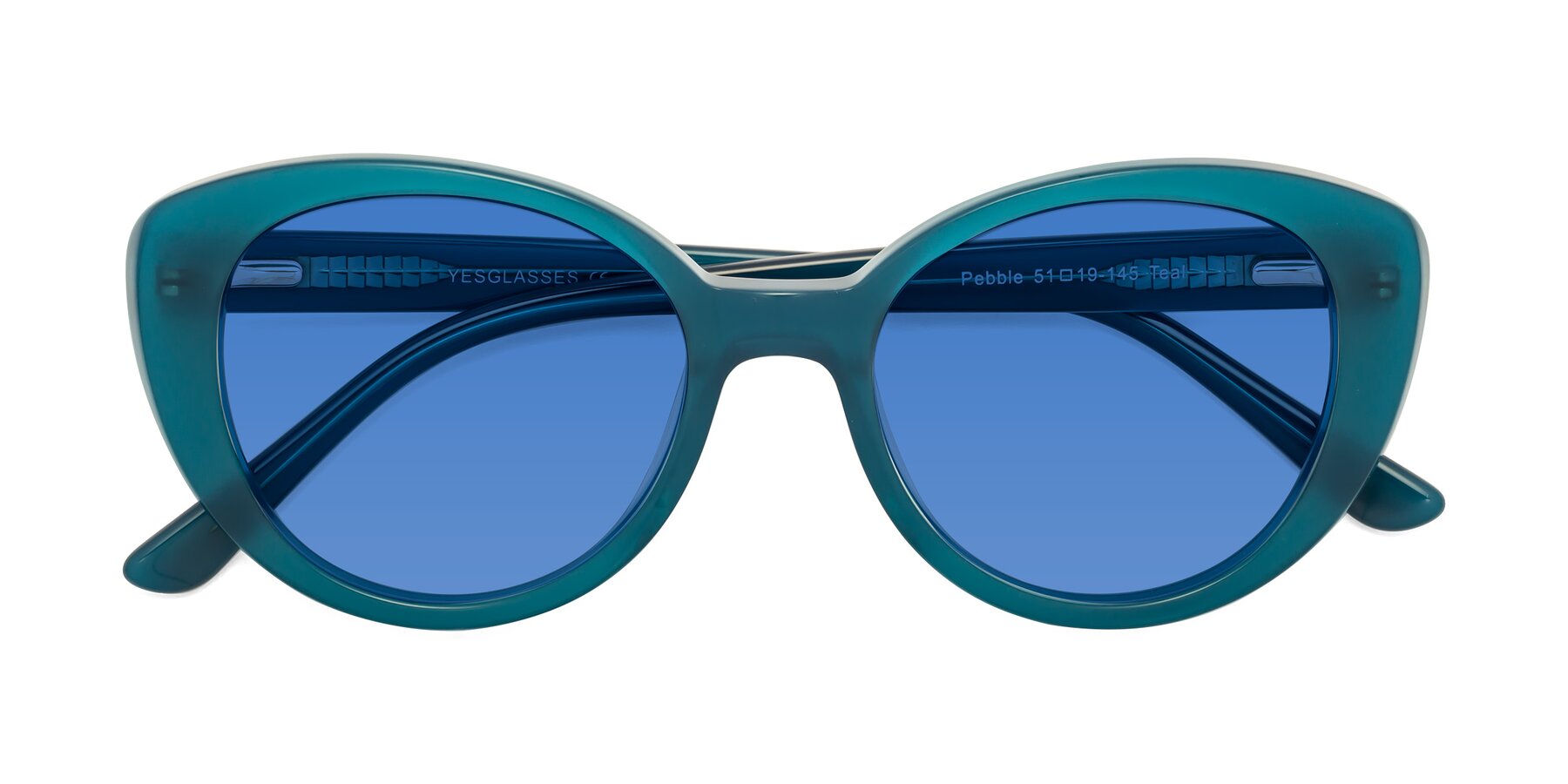 Folded Front of Pebble in Teal Blue with Blue Tinted Lenses