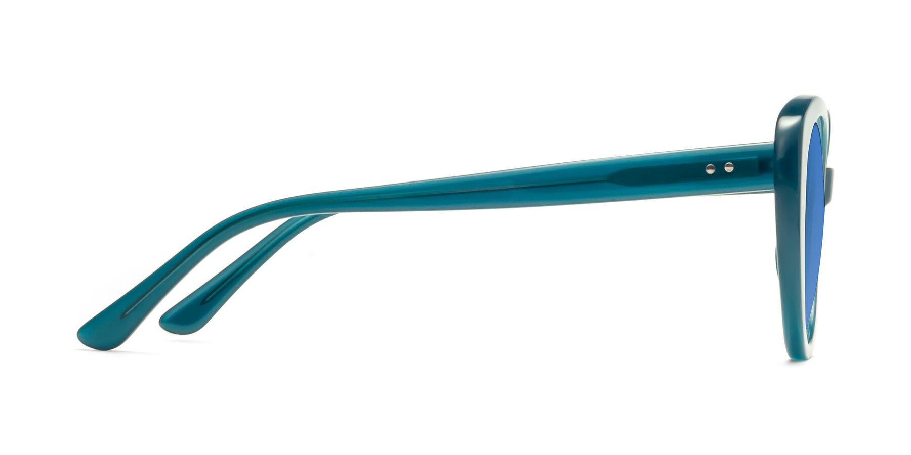 Side of Pebble in Teal Blue with Blue Tinted Lenses