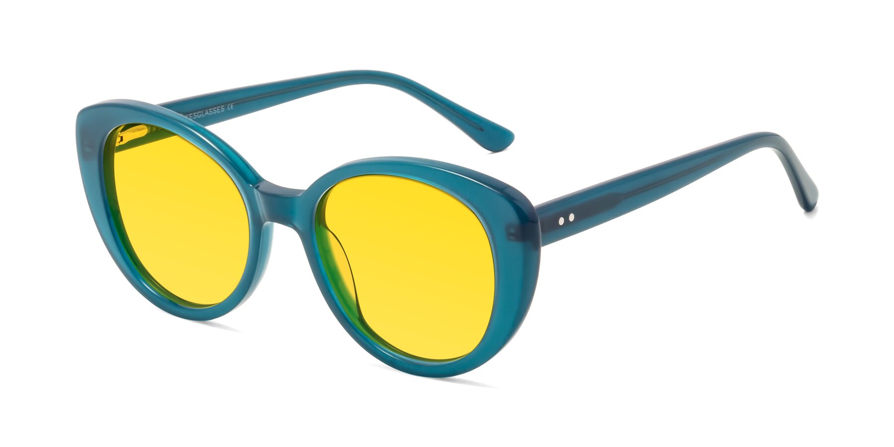 Angle of Pebble in Teal Blue with Yellow Tinted Lenses