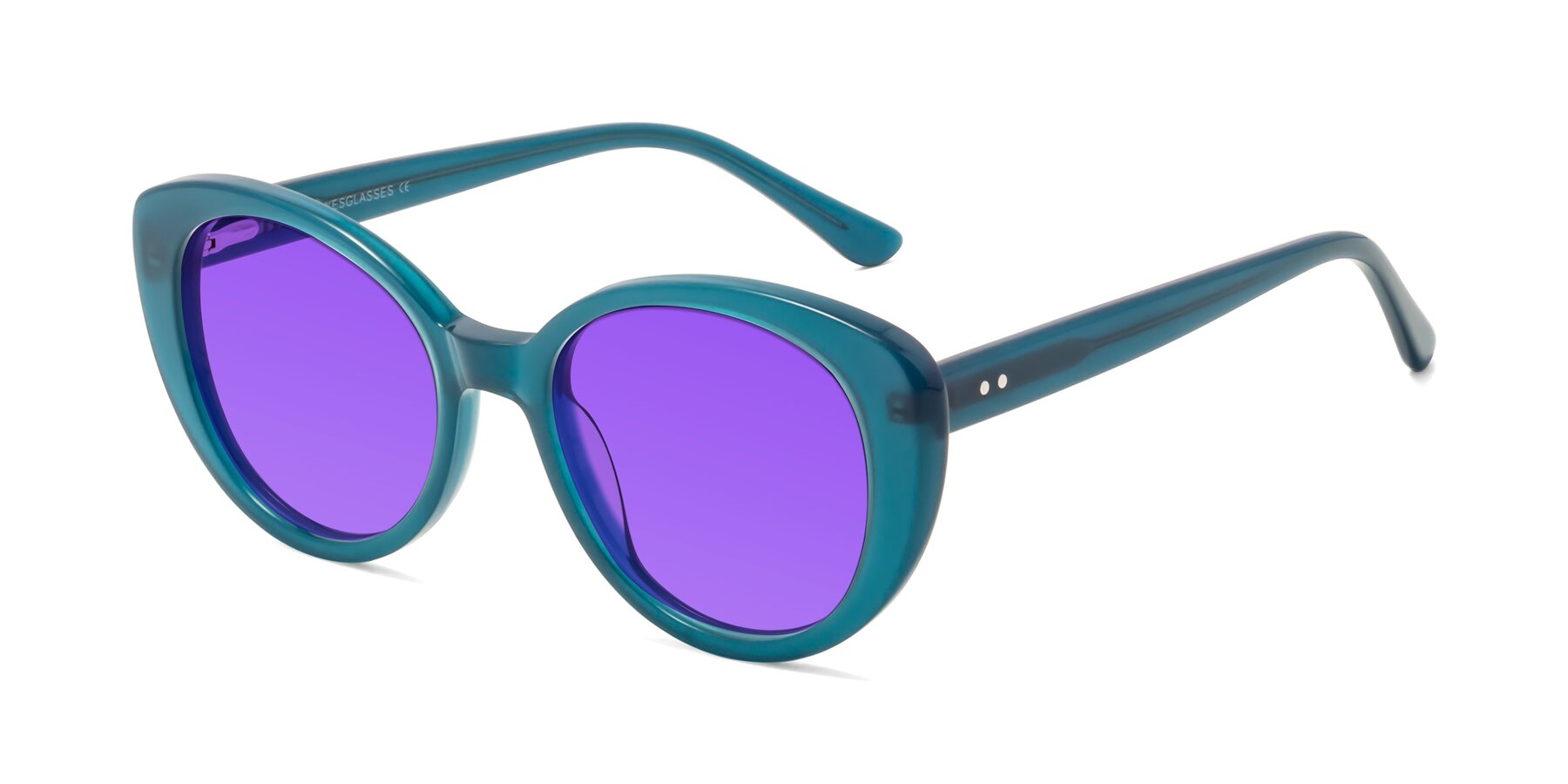 Angle of Pebble in Teal Blue with Purple Tinted Lenses