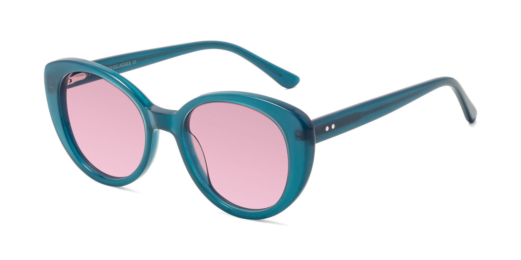 Angle of Pebble in Teal Blue with Light Wine Tinted Lenses