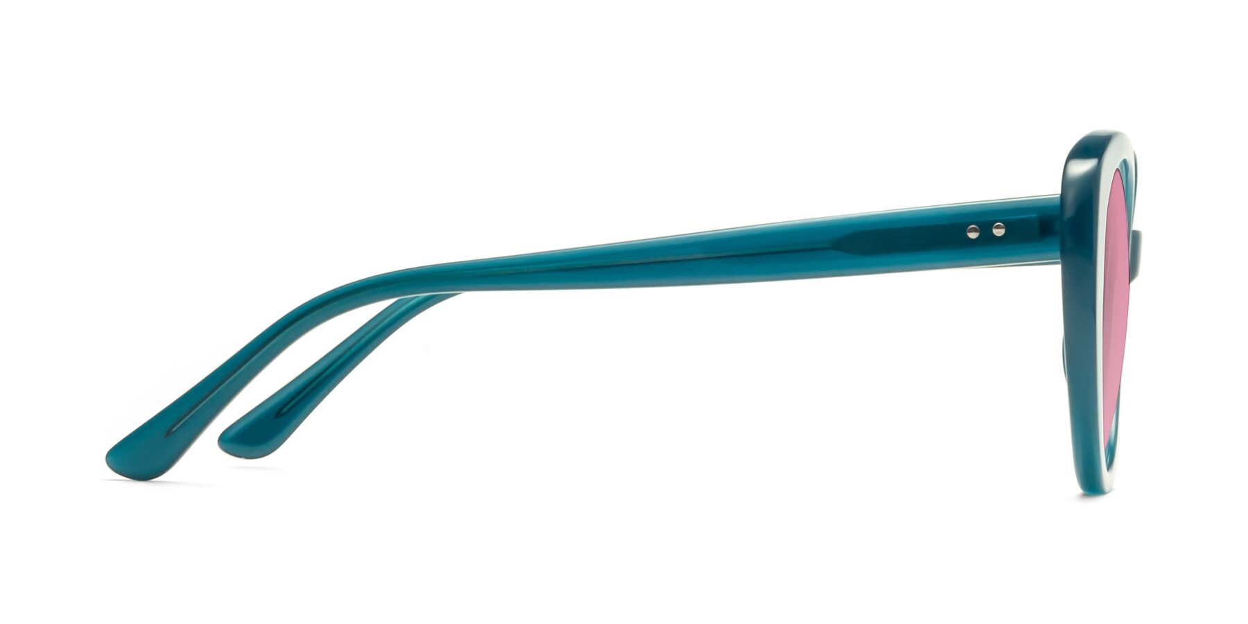 Side of Pebble in Teal Blue with Medium Wine Tinted Lenses