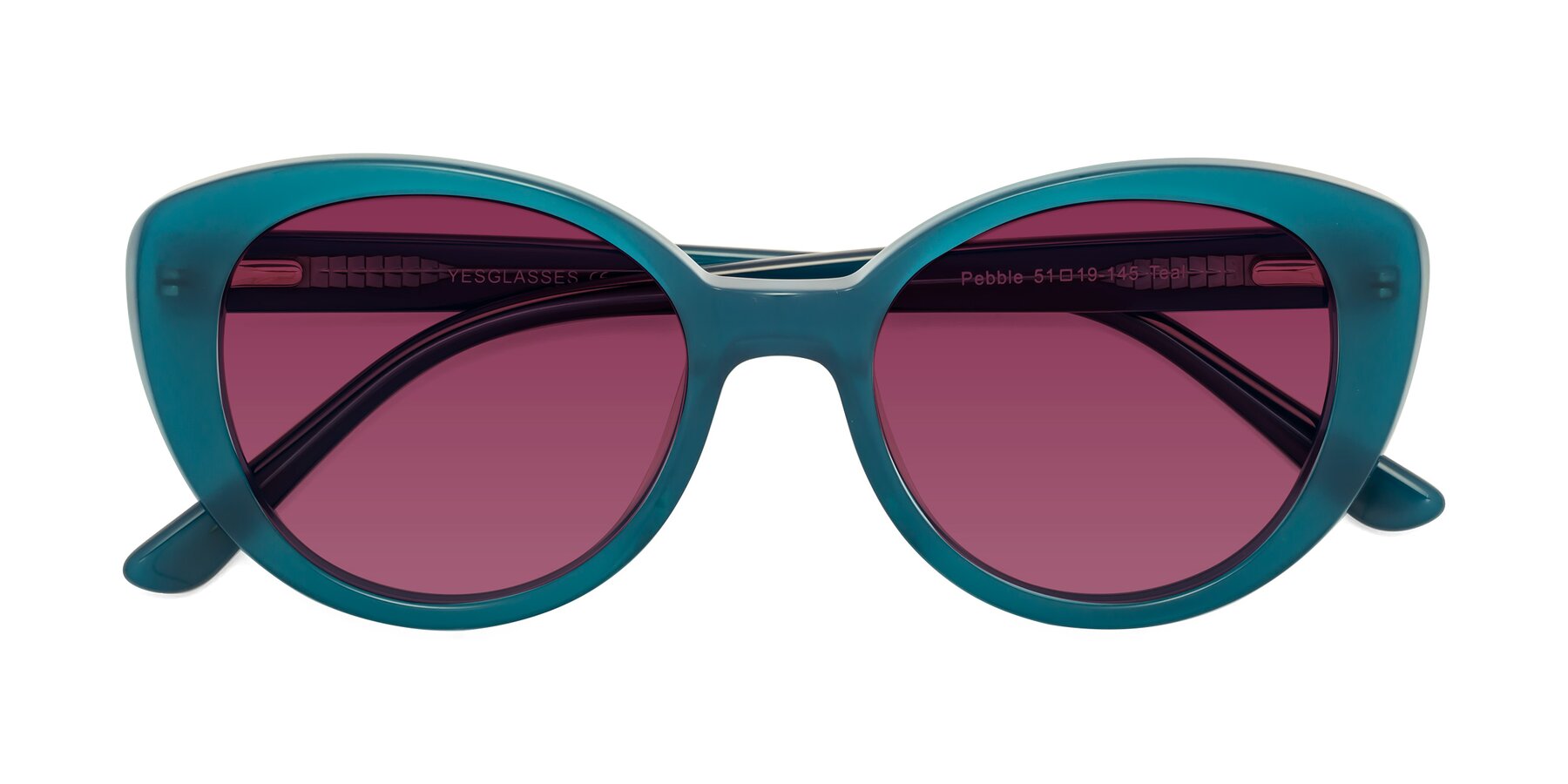 Folded Front of Pebble in Teal Blue with Wine Tinted Lenses