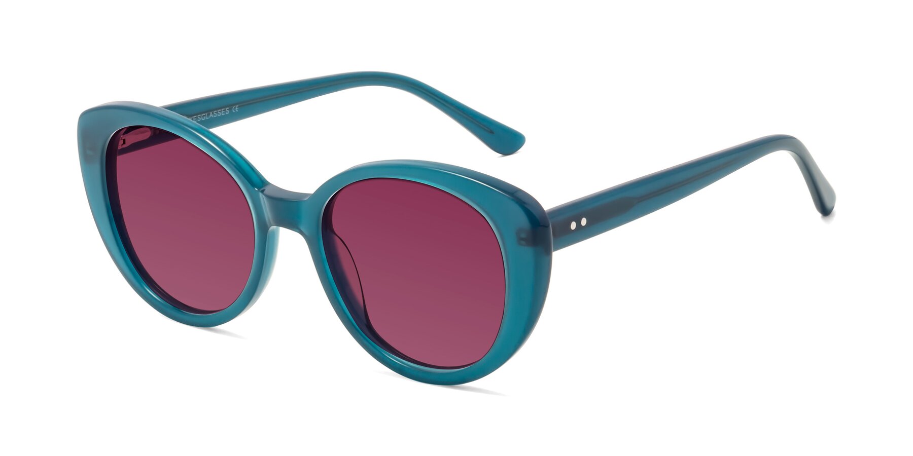 Angle of Pebble in Teal Blue with Wine Tinted Lenses