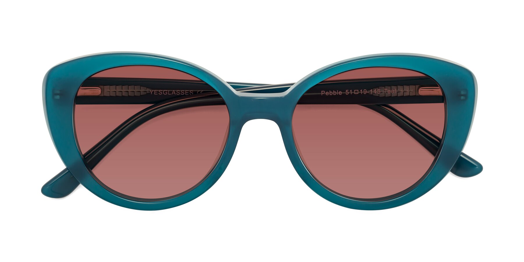 Folded Front of Pebble in Teal Blue with Garnet Tinted Lenses