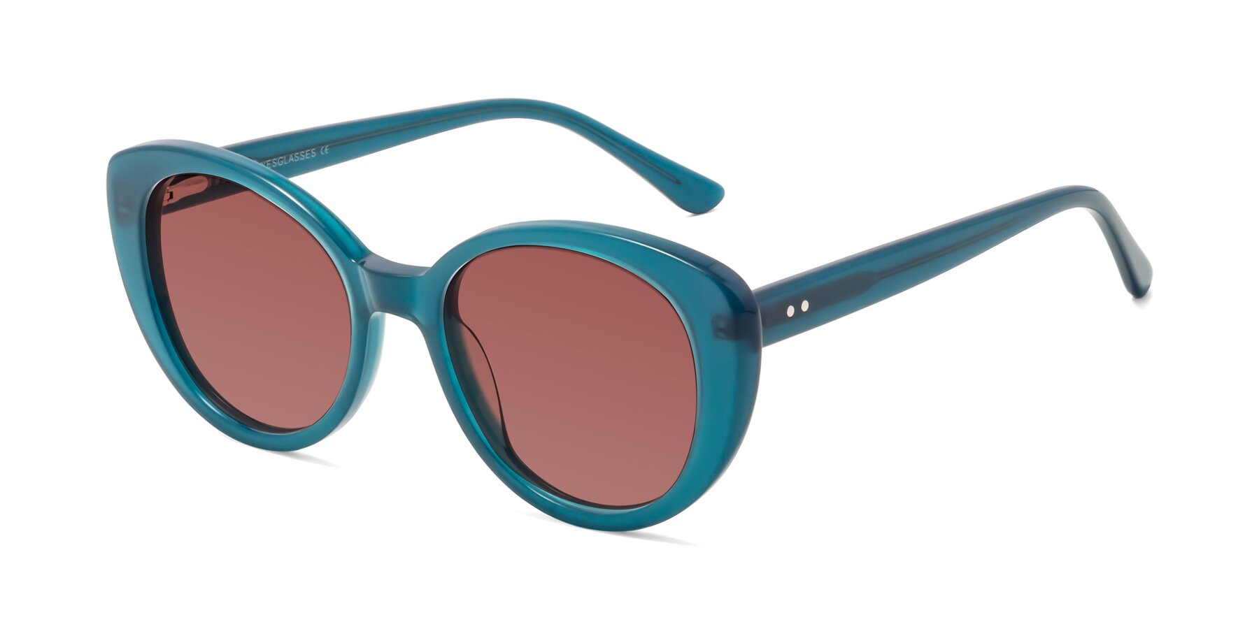 Angle of Pebble in Teal Blue with Garnet Tinted Lenses