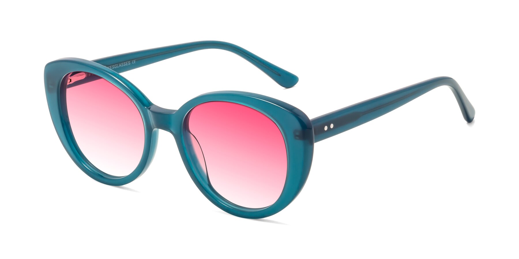 Angle of Pebble in Teal Blue with Pink Gradient Lenses