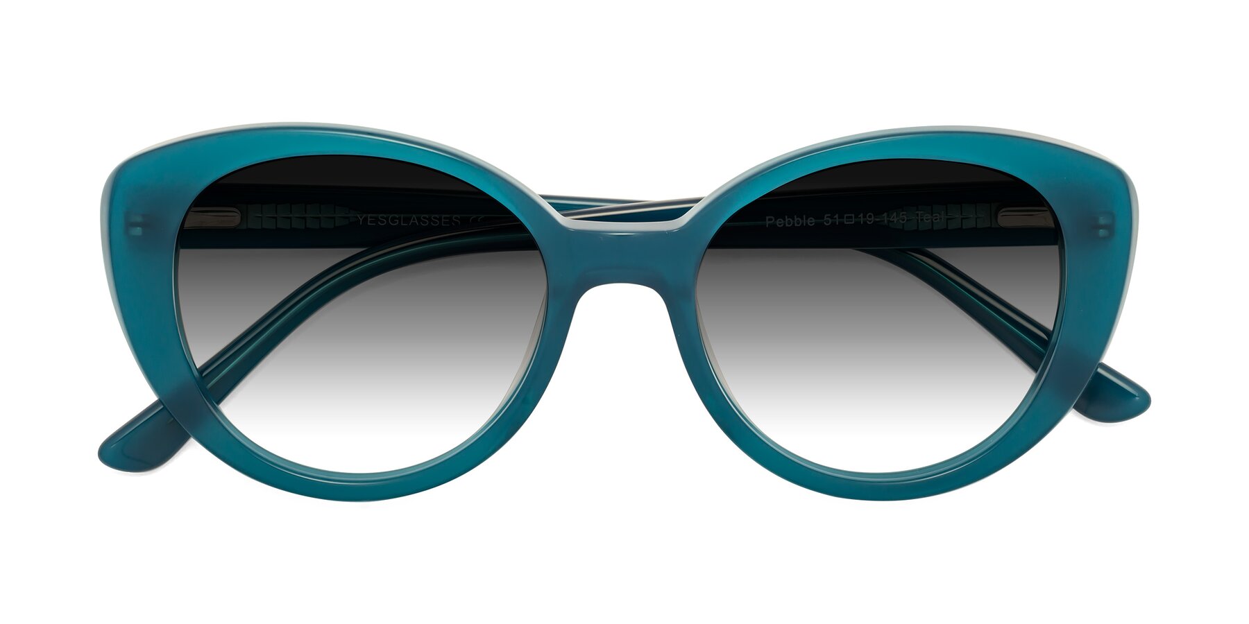 Folded Front of Pebble in Teal Blue with Gray Gradient Lenses