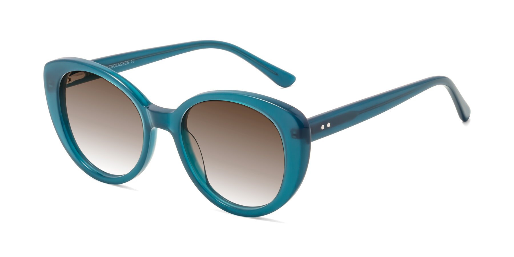Angle of Pebble in Teal Blue with Brown Gradient Lenses