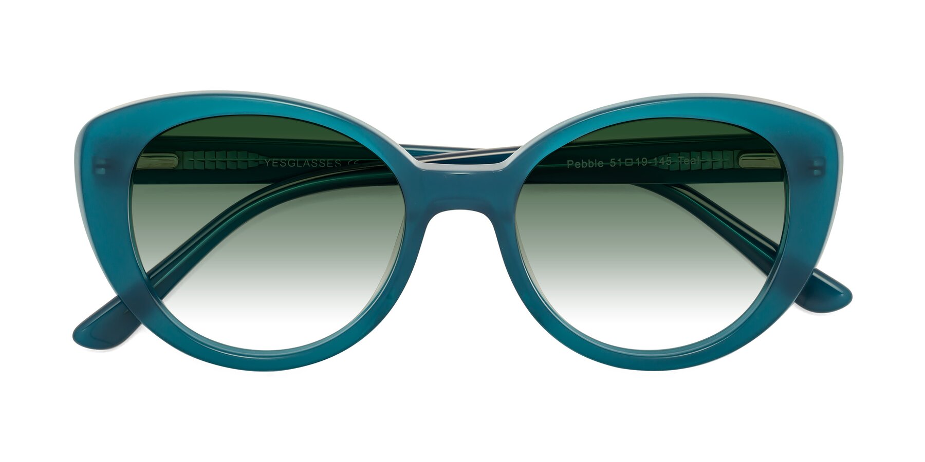 Folded Front of Pebble in Teal Blue with Green Gradient Lenses