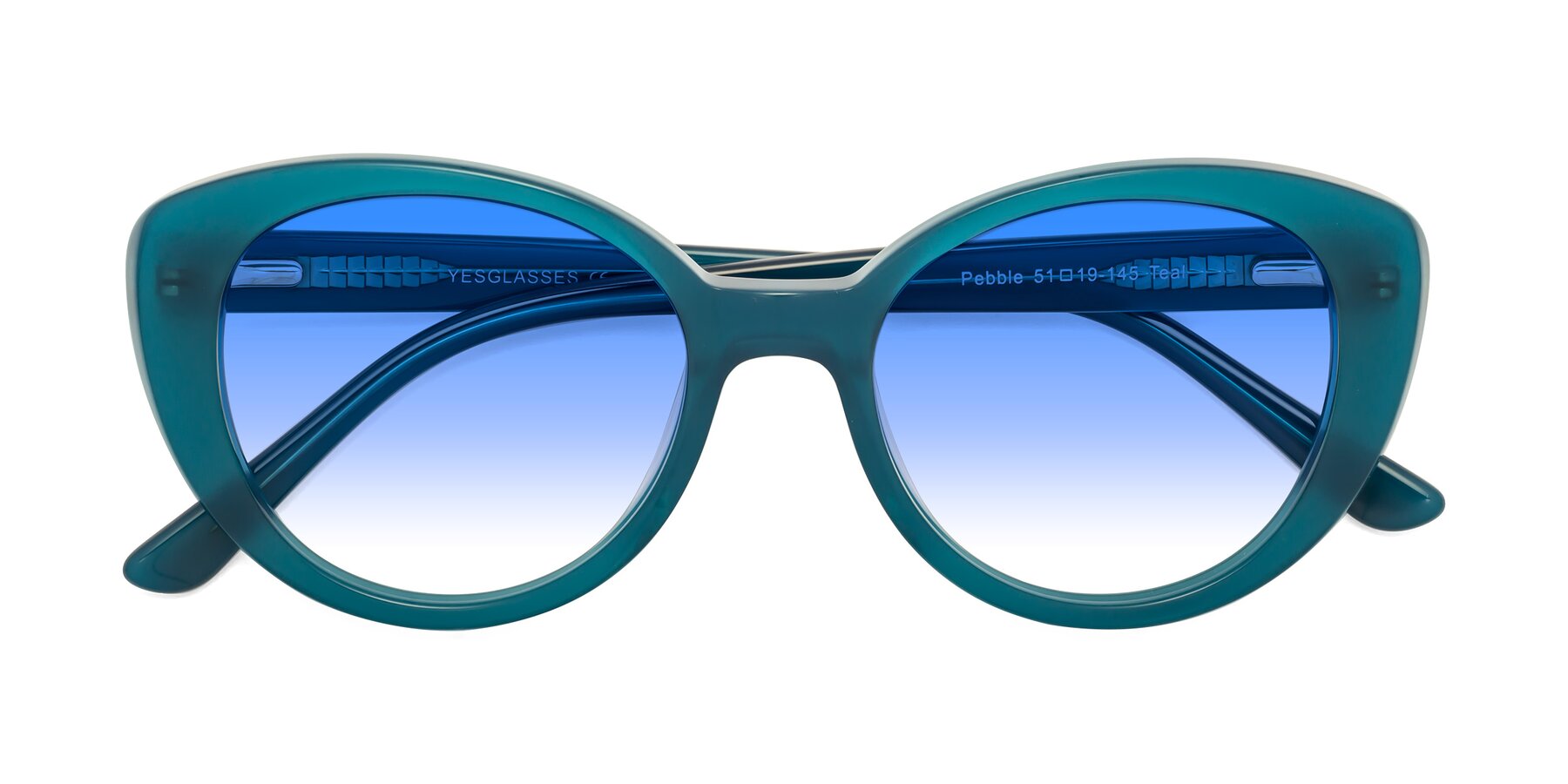 Folded Front of Pebble in Teal Blue with Blue Gradient Lenses