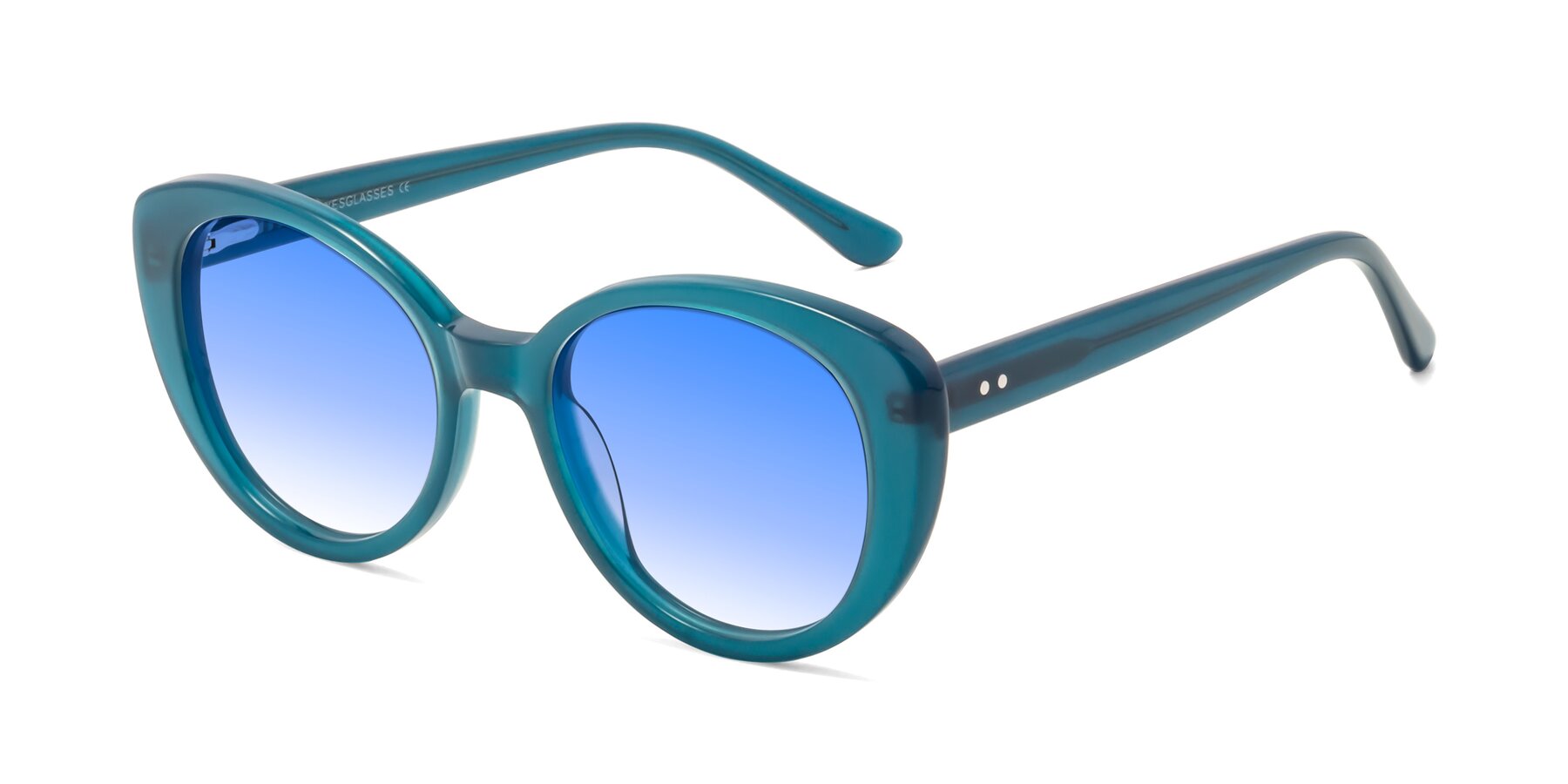 Angle of Pebble in Teal Blue with Blue Gradient Lenses