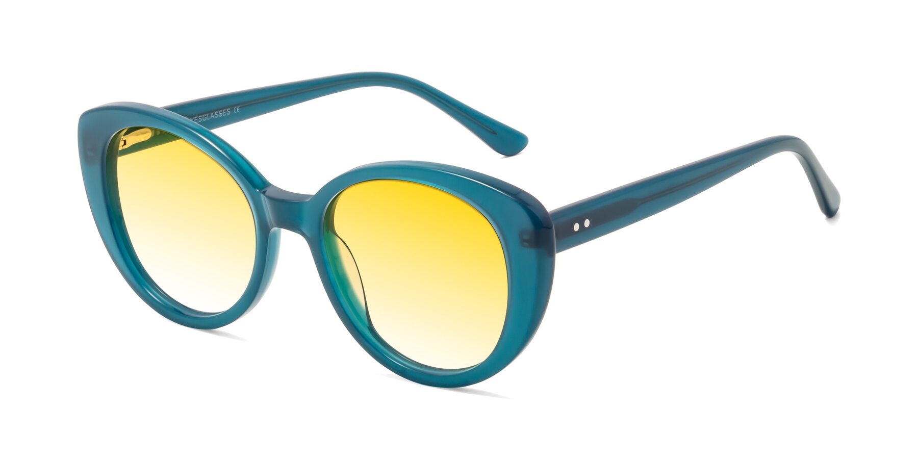 Angle of Pebble in Teal Blue with Yellow Gradient Lenses