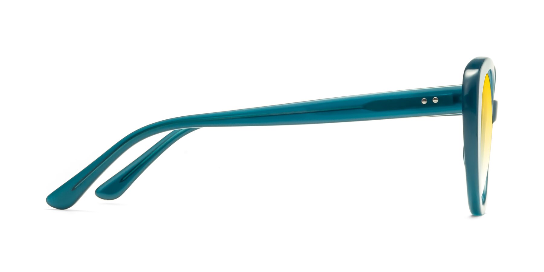 Side of Pebble in Teal Blue with Yellow Gradient Lenses