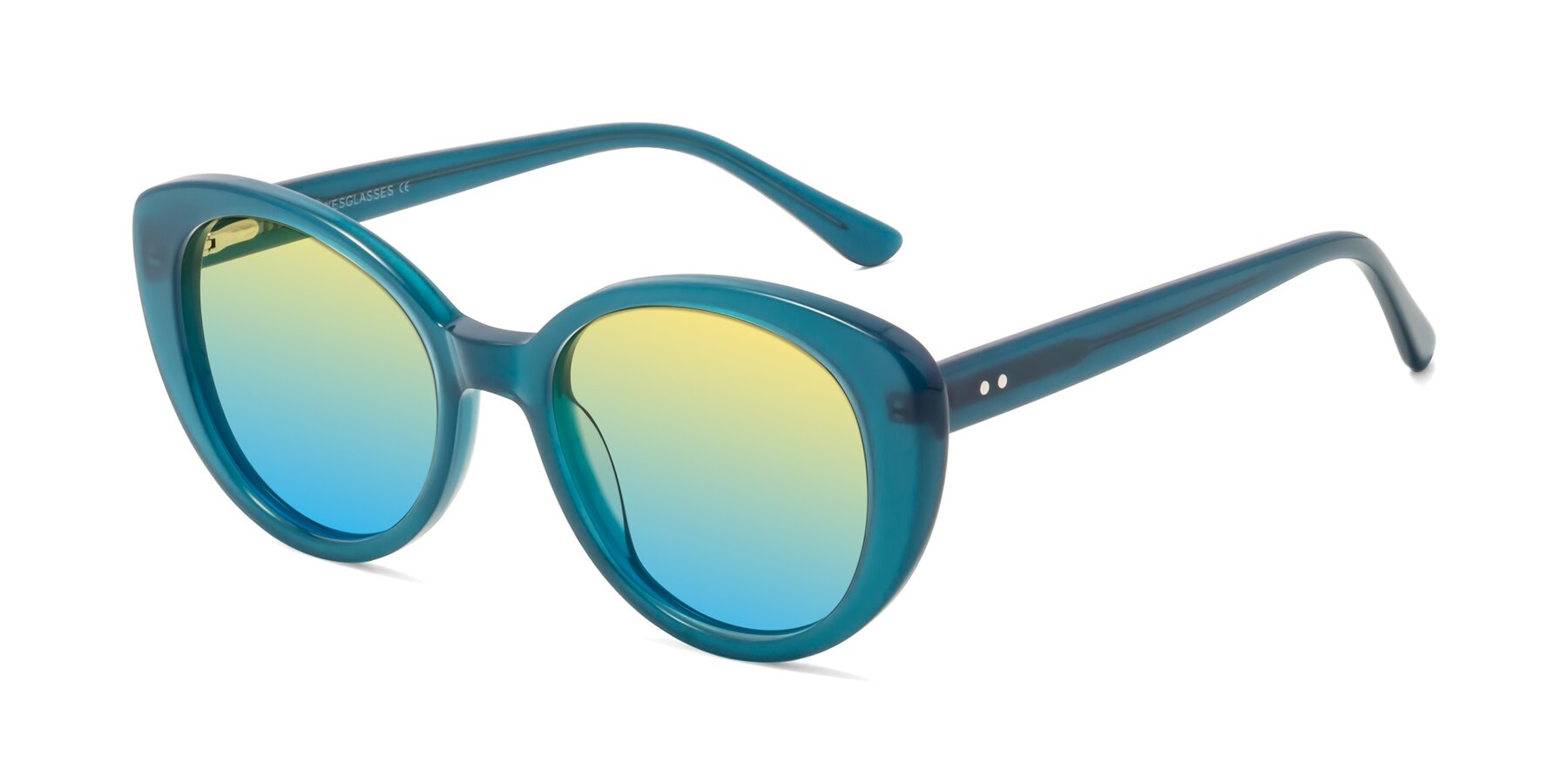 Angle of Pebble in Teal Blue with Yellow / Blue Gradient Lenses