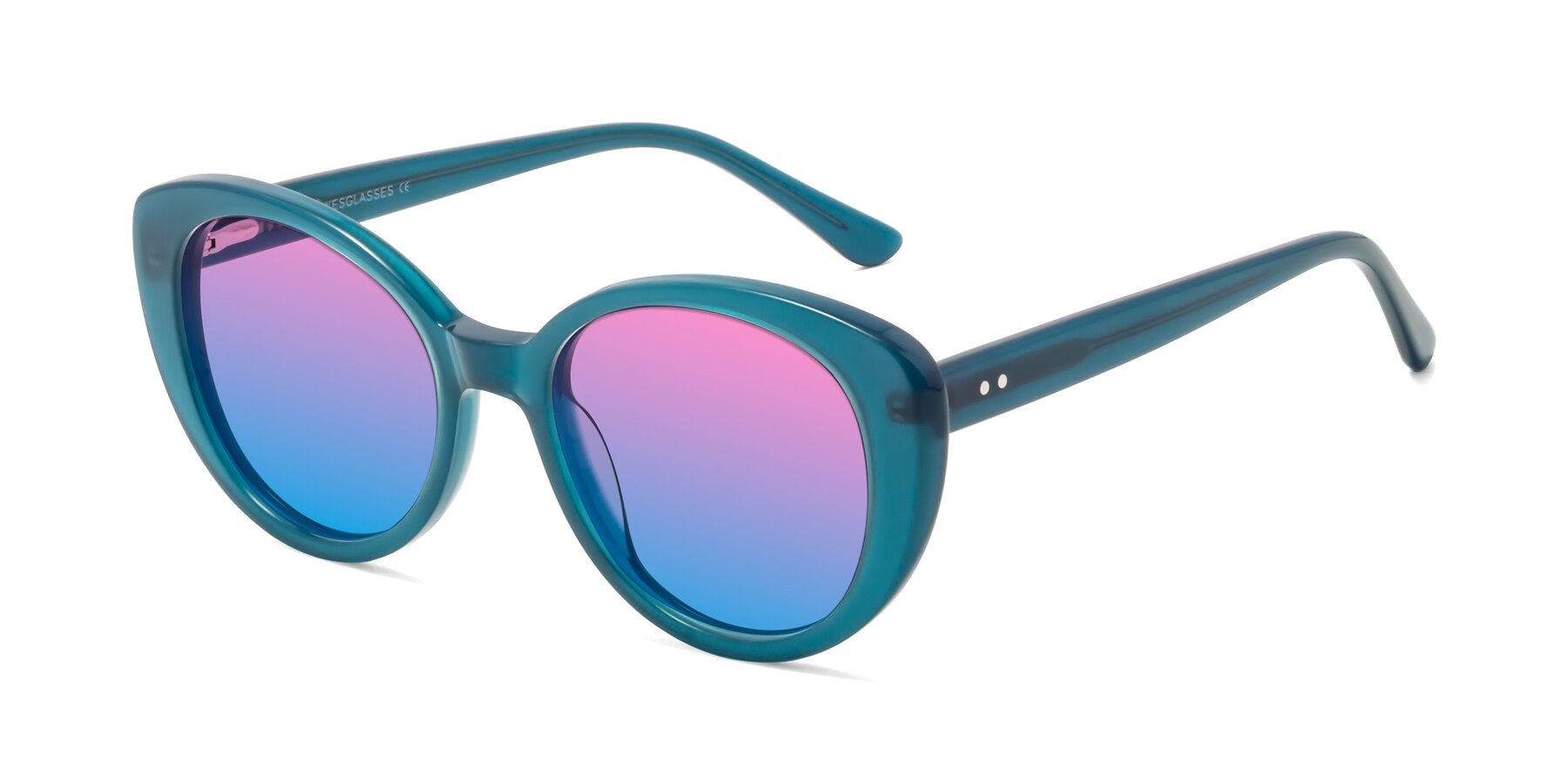 Angle of Pebble in Teal Blue with Pink / Blue Gradient Lenses