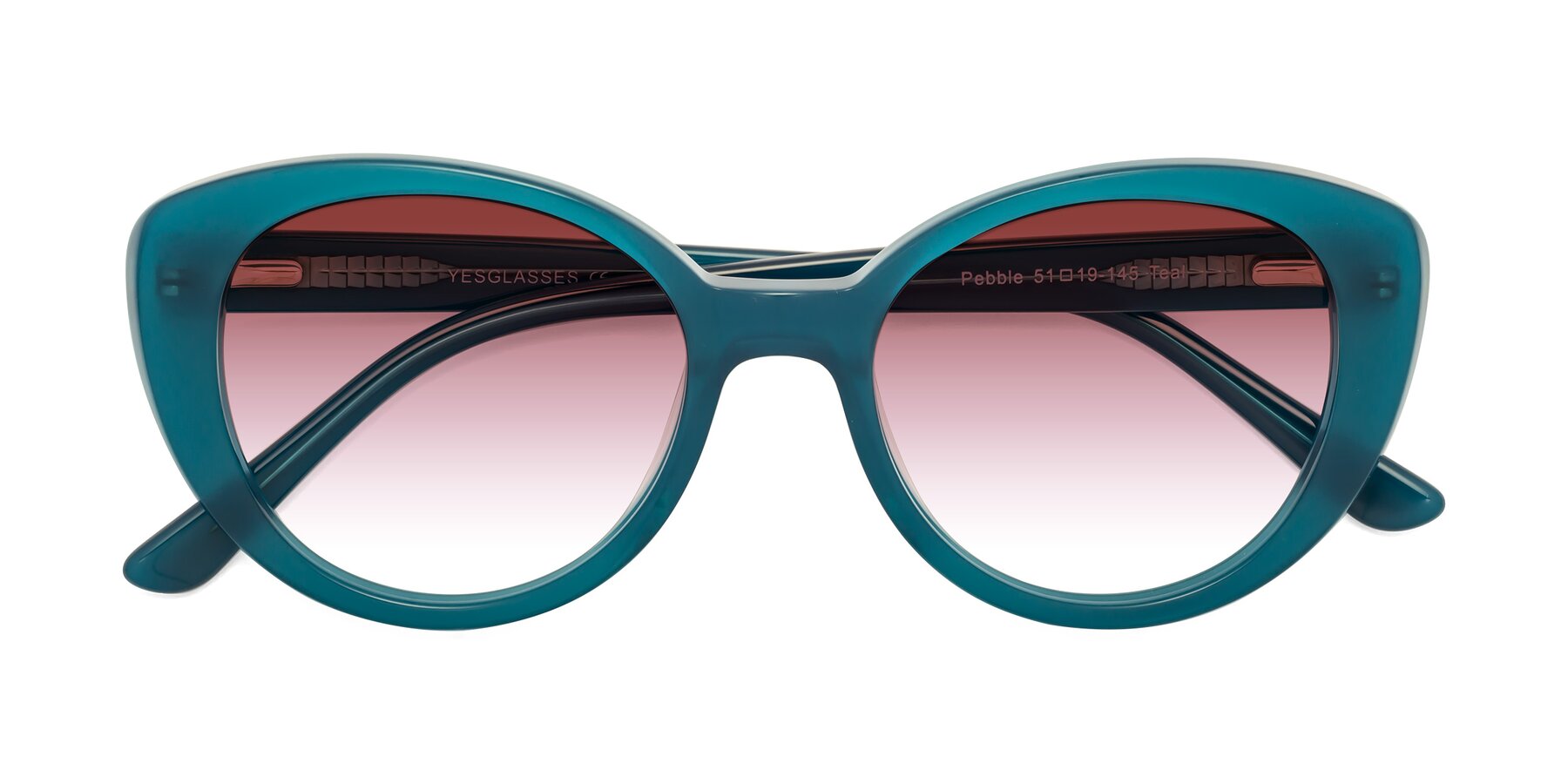 Folded Front of Pebble in Teal Blue with Garnet Gradient Lenses