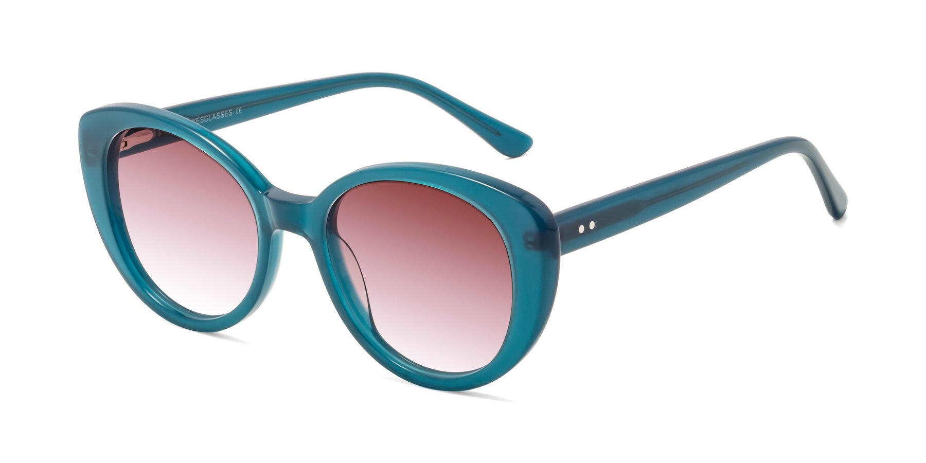 Angle of Pebble in Teal Blue with Garnet Gradient Lenses