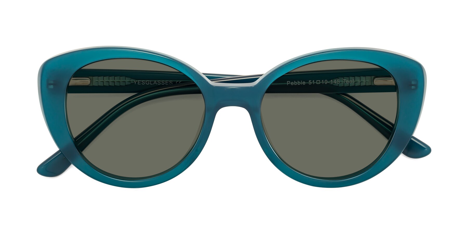 Folded Front of Pebble in Teal Blue with Gray Polarized Lenses
