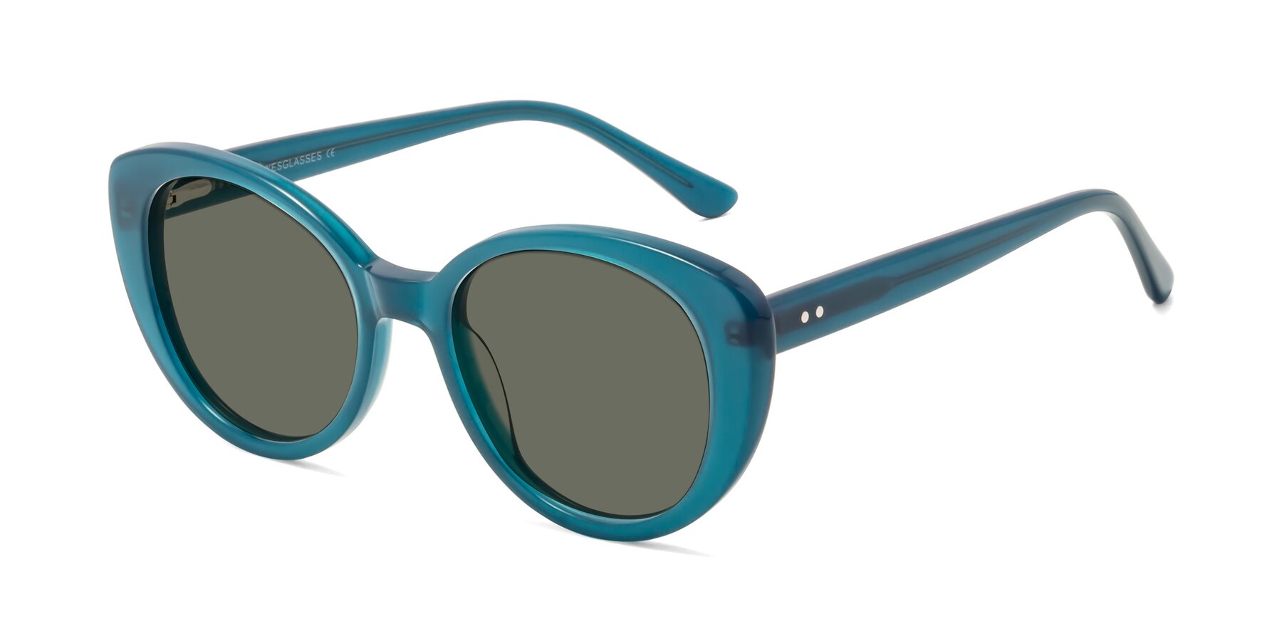 Angle of Pebble in Teal Blue with Gray Polarized Lenses
