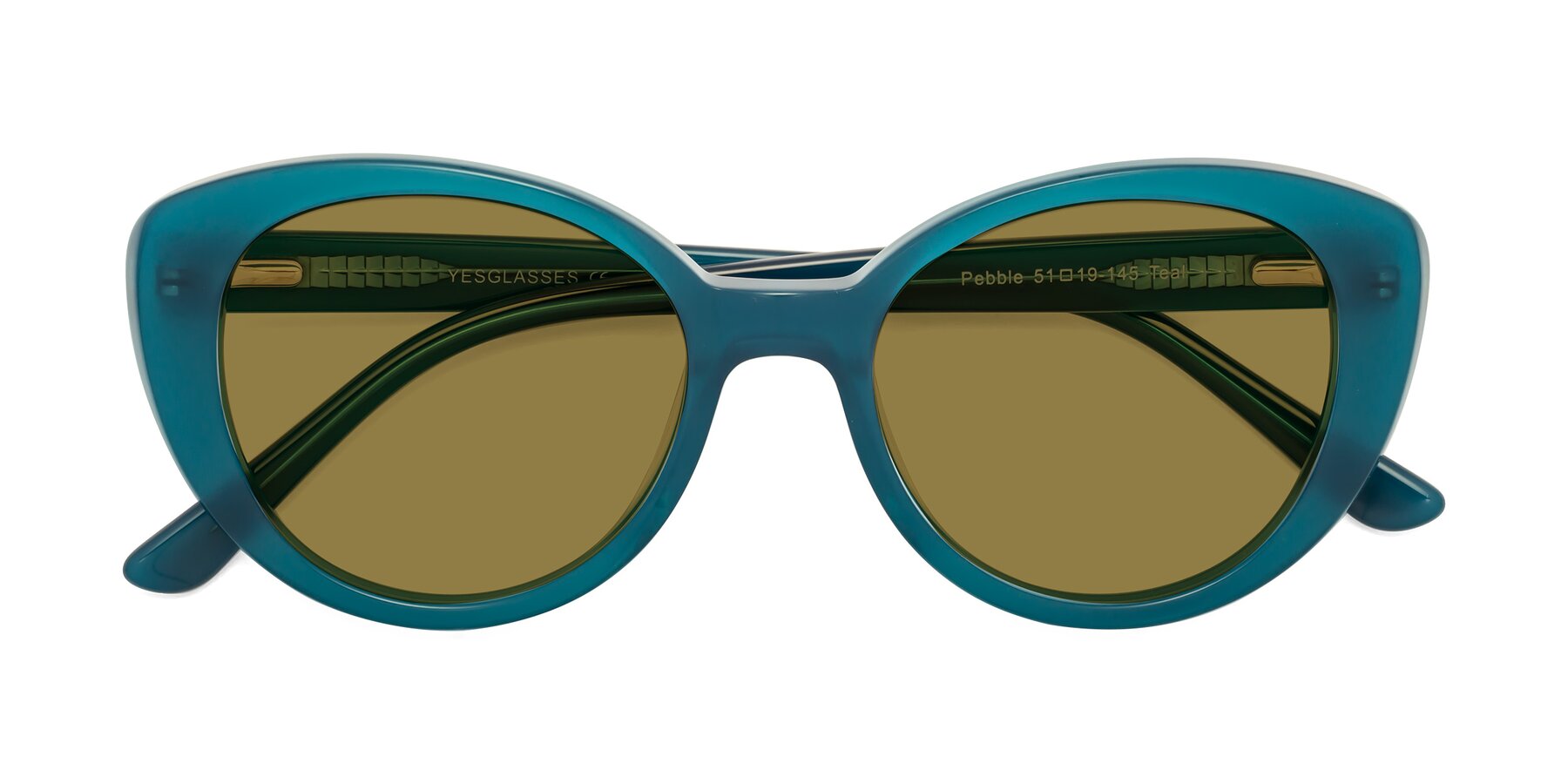 Folded Front of Pebble in Teal Blue with Brown Polarized Lenses