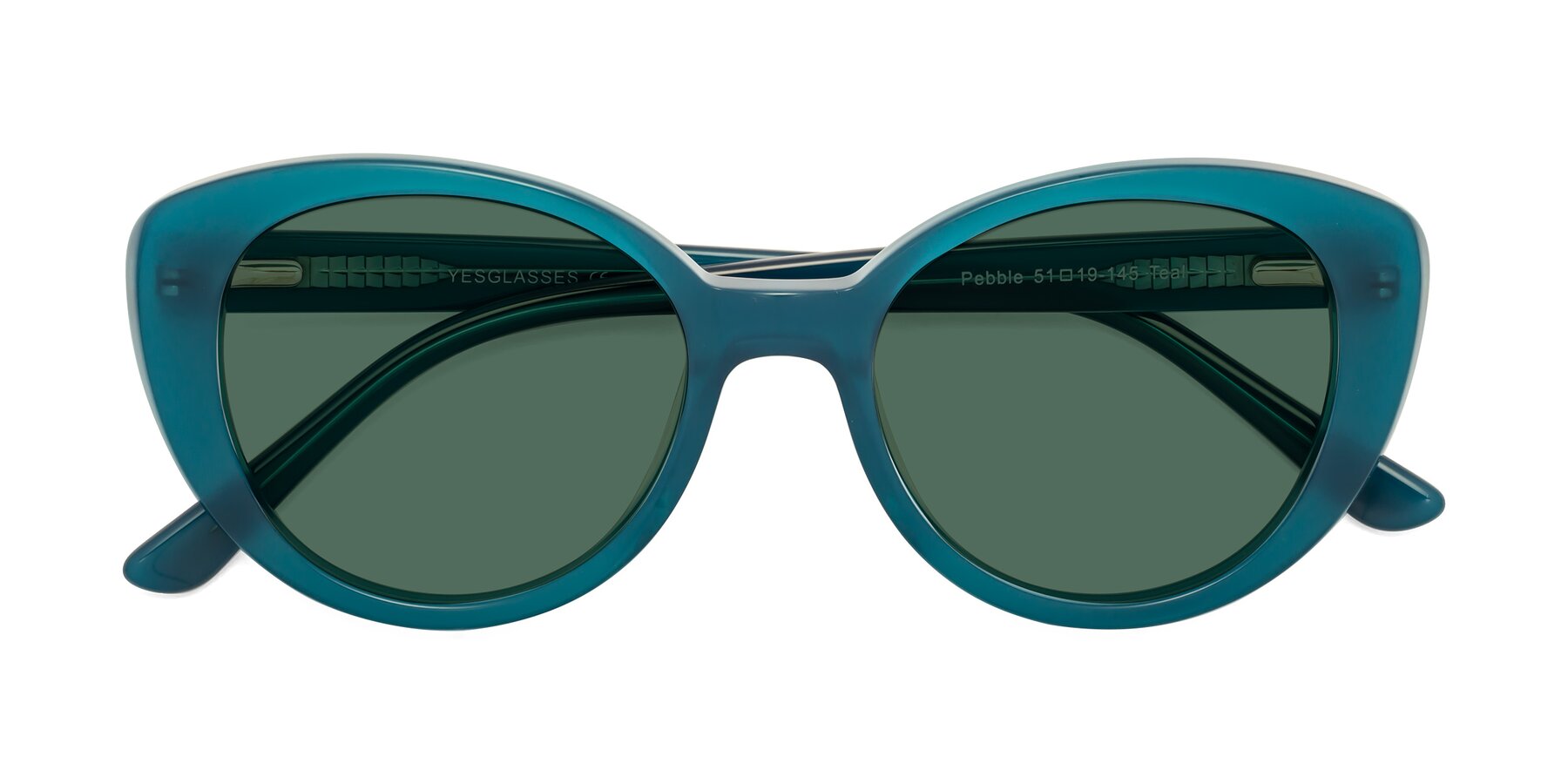 Folded Front of Pebble in Teal Blue with Green Polarized Lenses