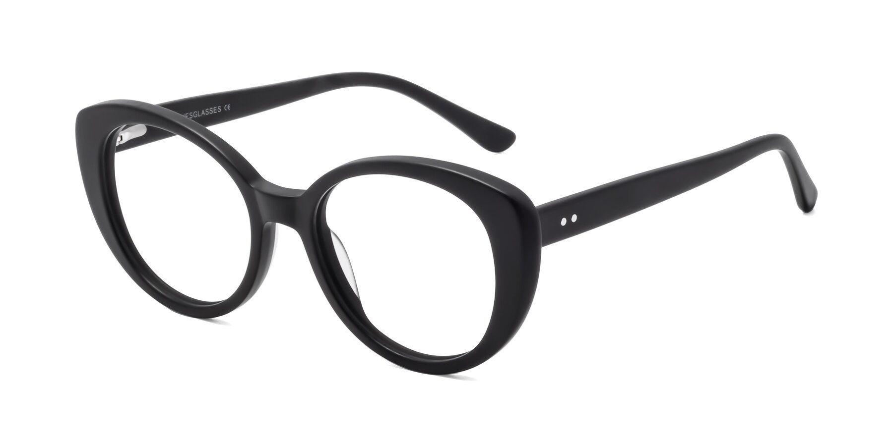 Angle of Pebble in Matte Black with Clear Eyeglass Lenses