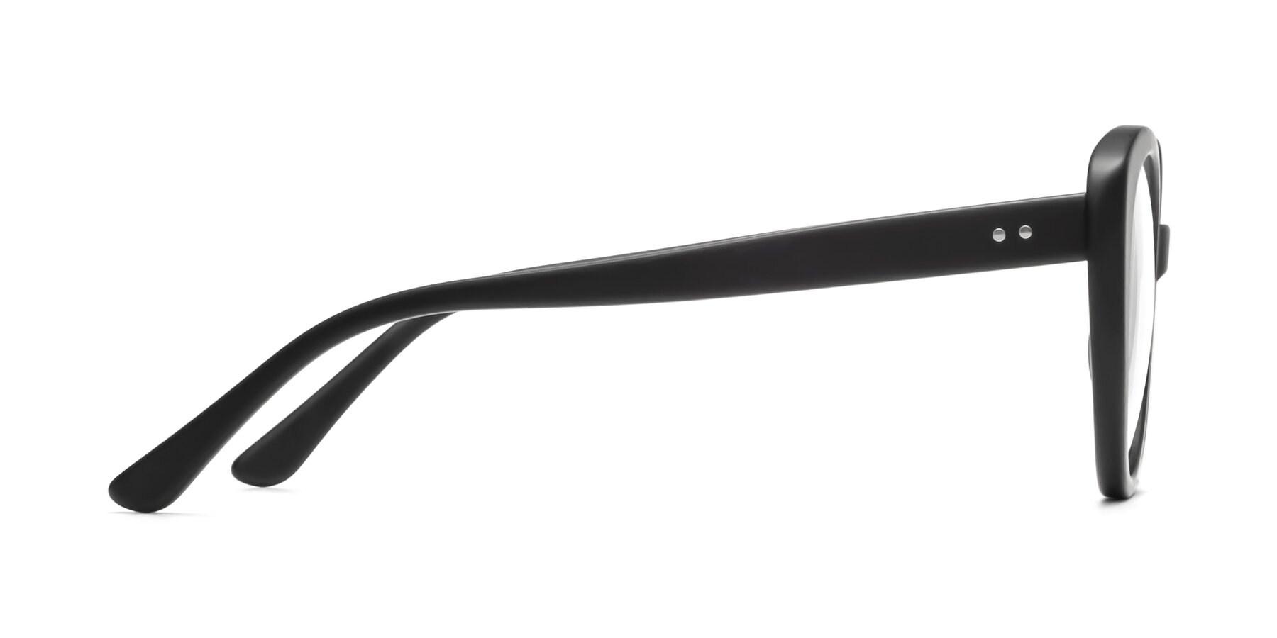 Side of Pebble in Matte Black with Clear Eyeglass Lenses