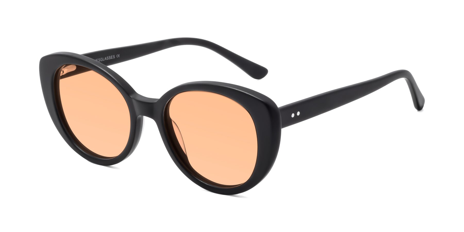 Angle of Pebble in Matte Black with Light Orange Tinted Lenses