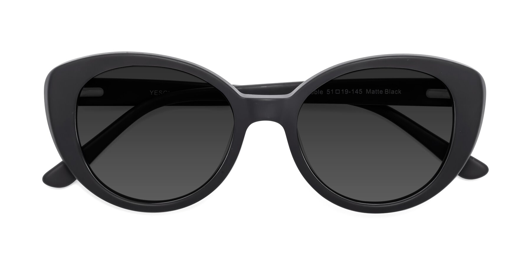 Folded Front of Pebble in Matte Black with Gray Tinted Lenses