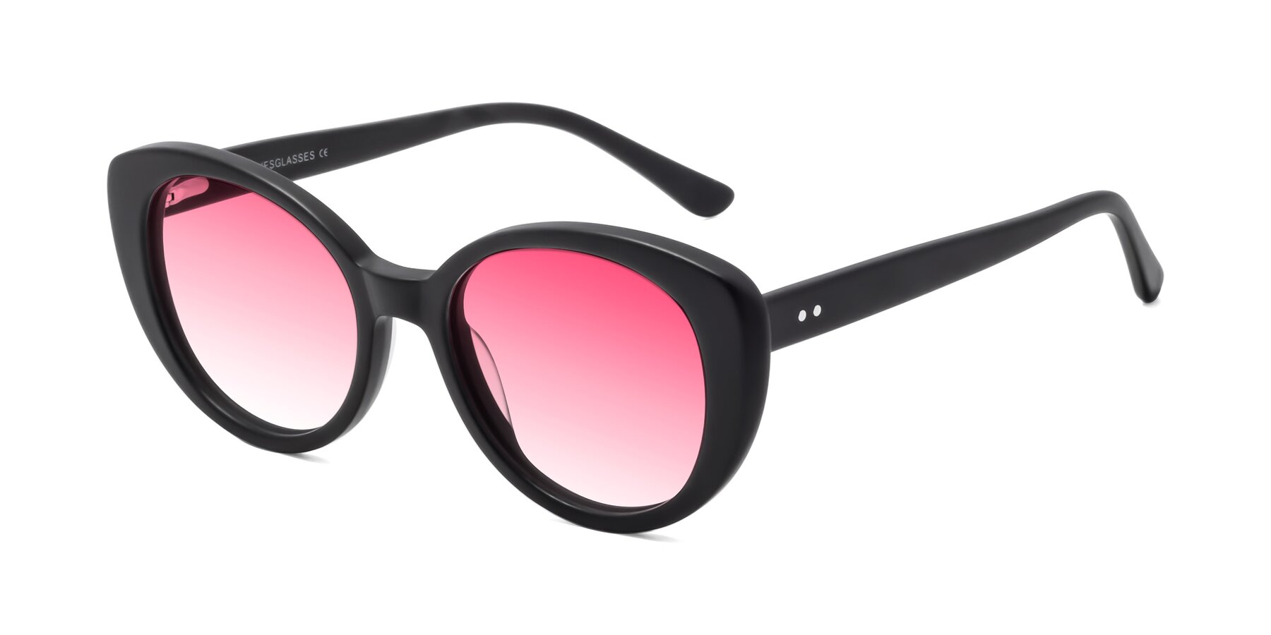 Angle of Pebble in Matte Black with Pink Gradient Lenses