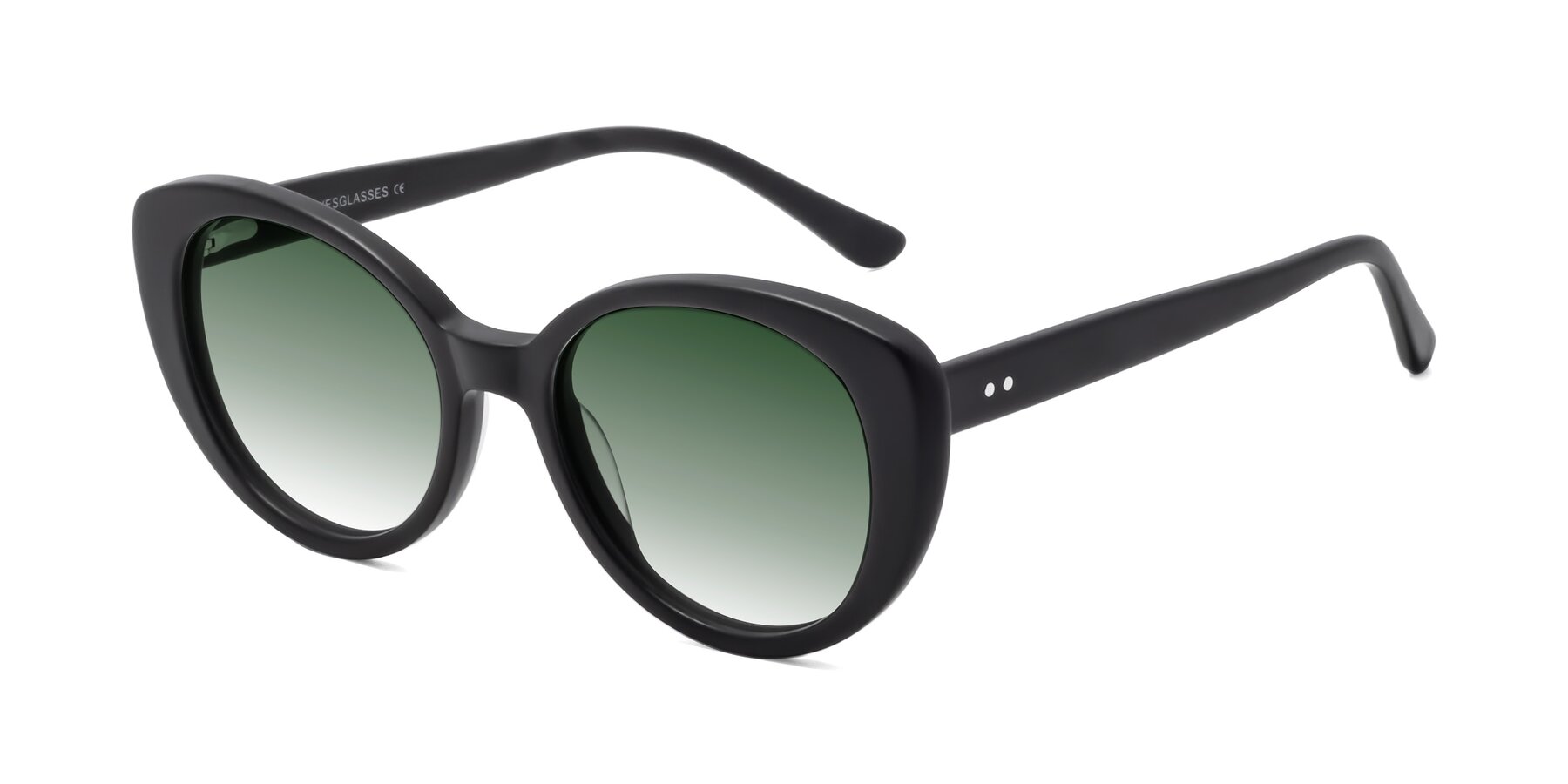 Angle of Pebble in Matte Black with Green Gradient Lenses