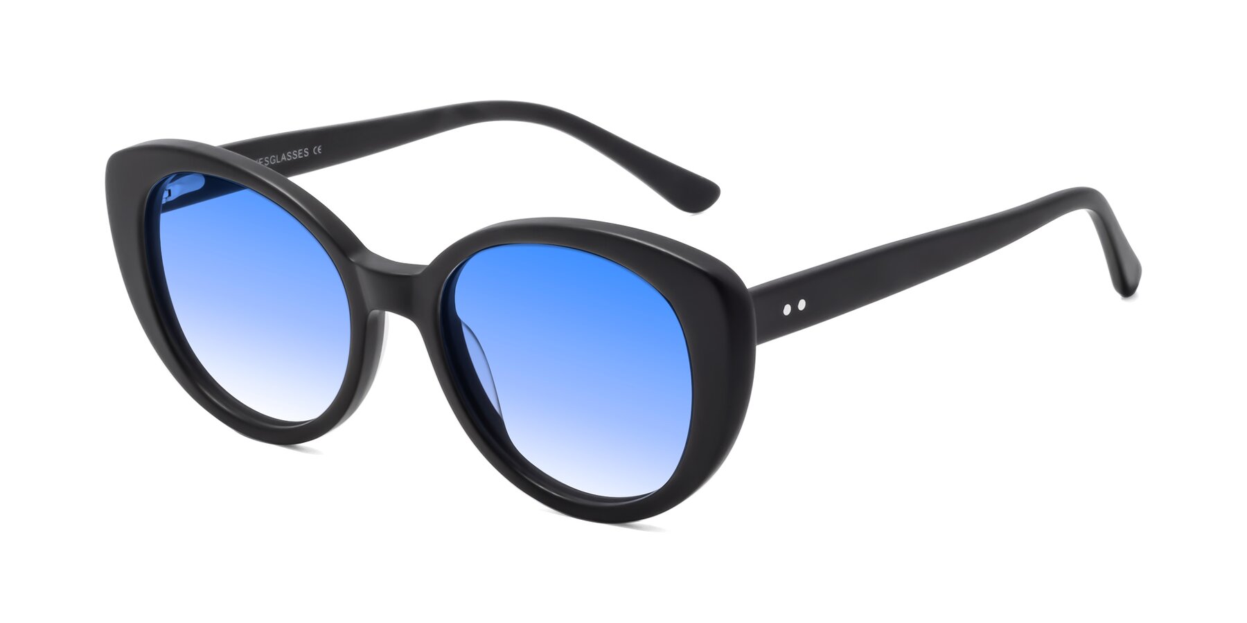 Angle of Pebble in Matte Black with Blue Gradient Lenses