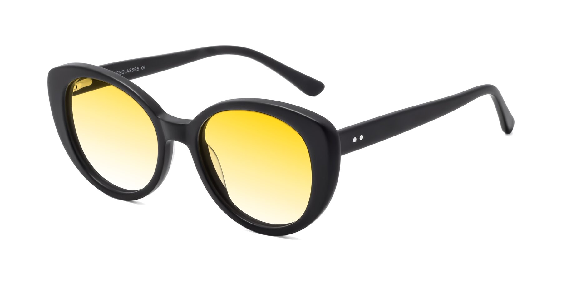 Angle of Pebble in Matte Black with Yellow Gradient Lenses