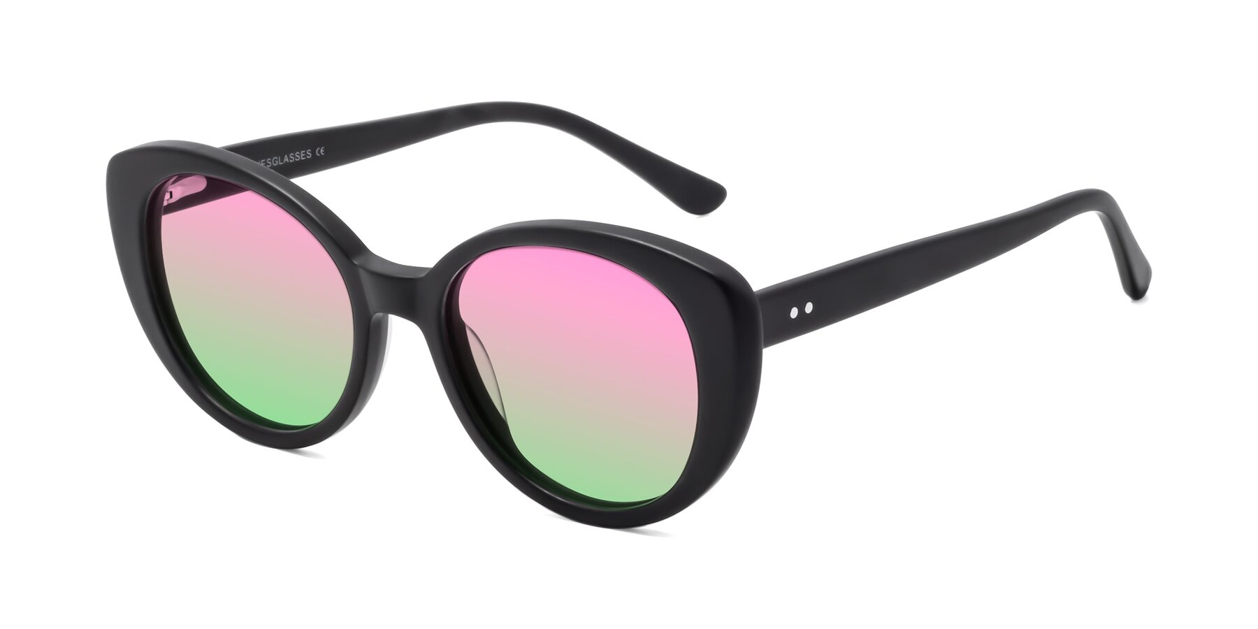 Angle of Pebble in Matte Black with Pink / Green Gradient Lenses