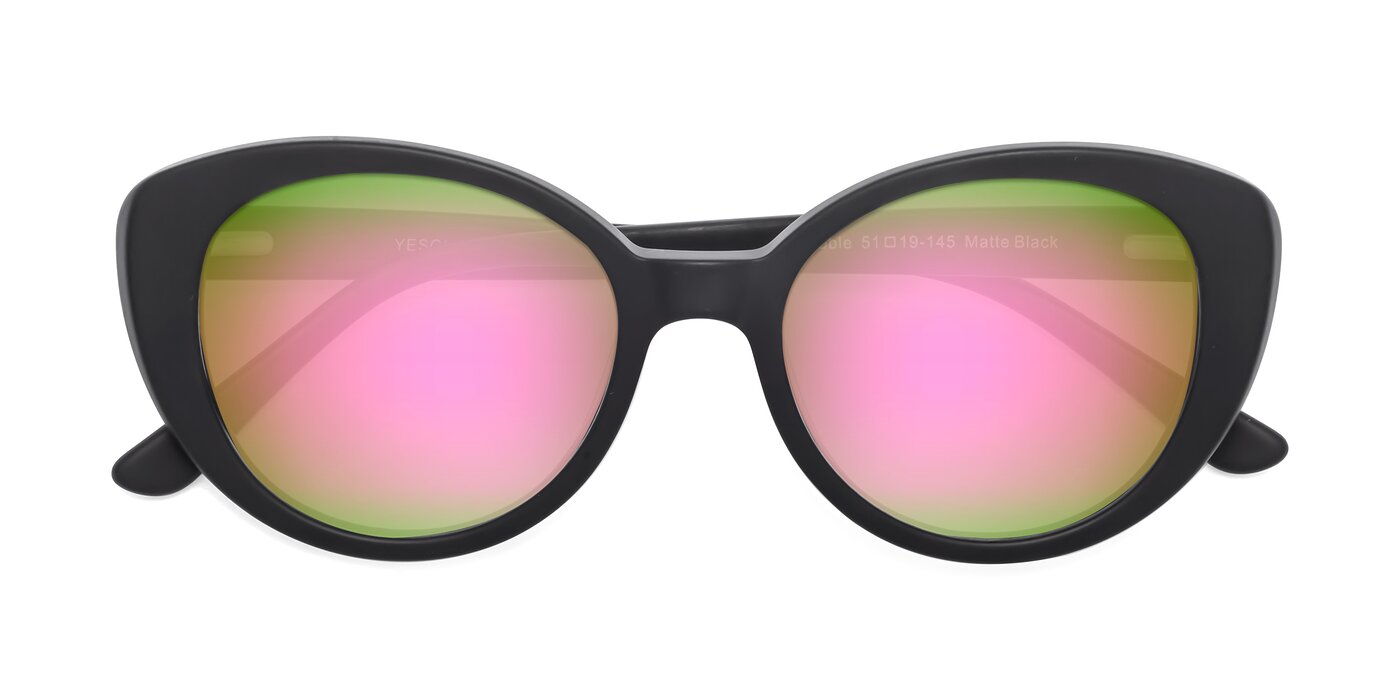 Pebble - Matte Black Flash Mirrored Sunglasses