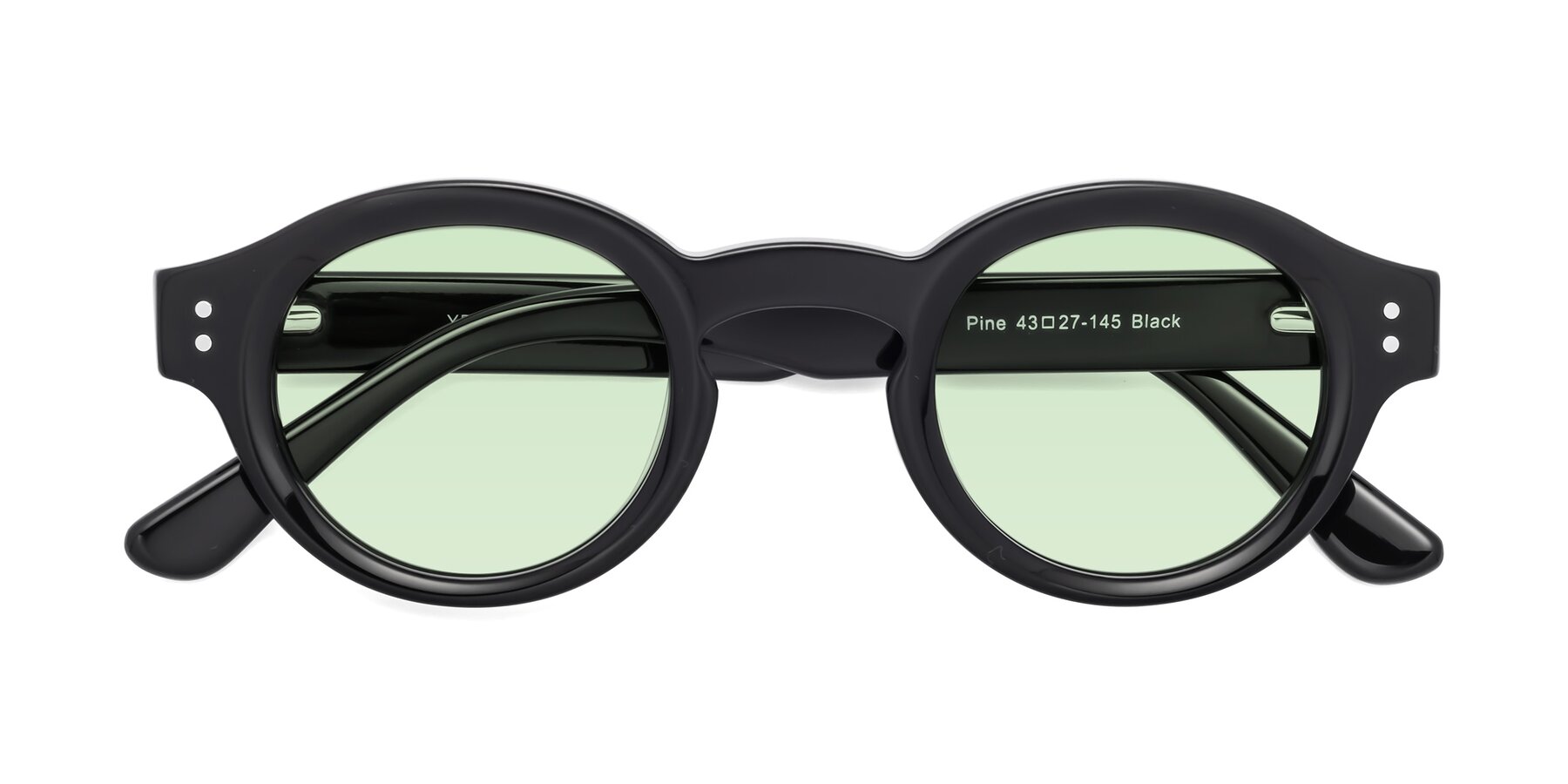 Folded Front of Pine in Black with Light Green Tinted Lenses