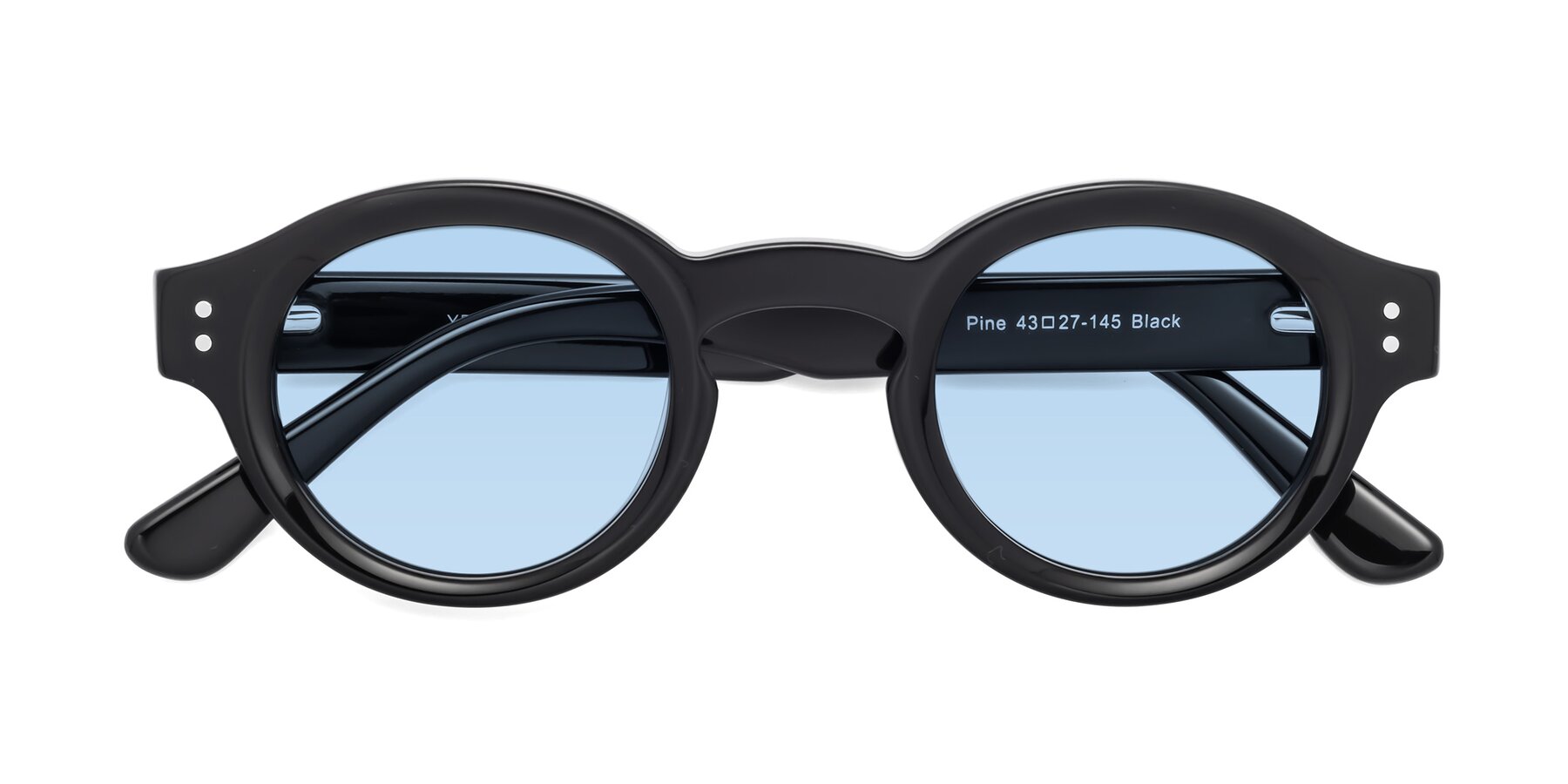 Folded Front of Pine in Black with Light Blue Tinted Lenses