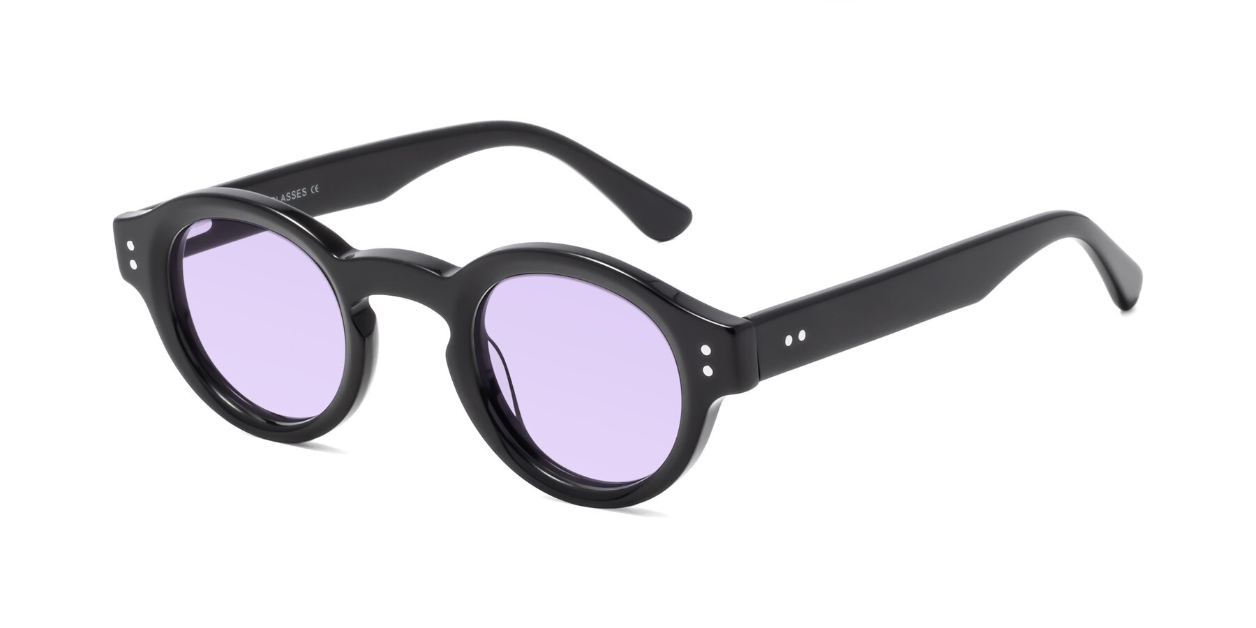 Angle of Pine in Black with Light Purple Tinted Lenses
