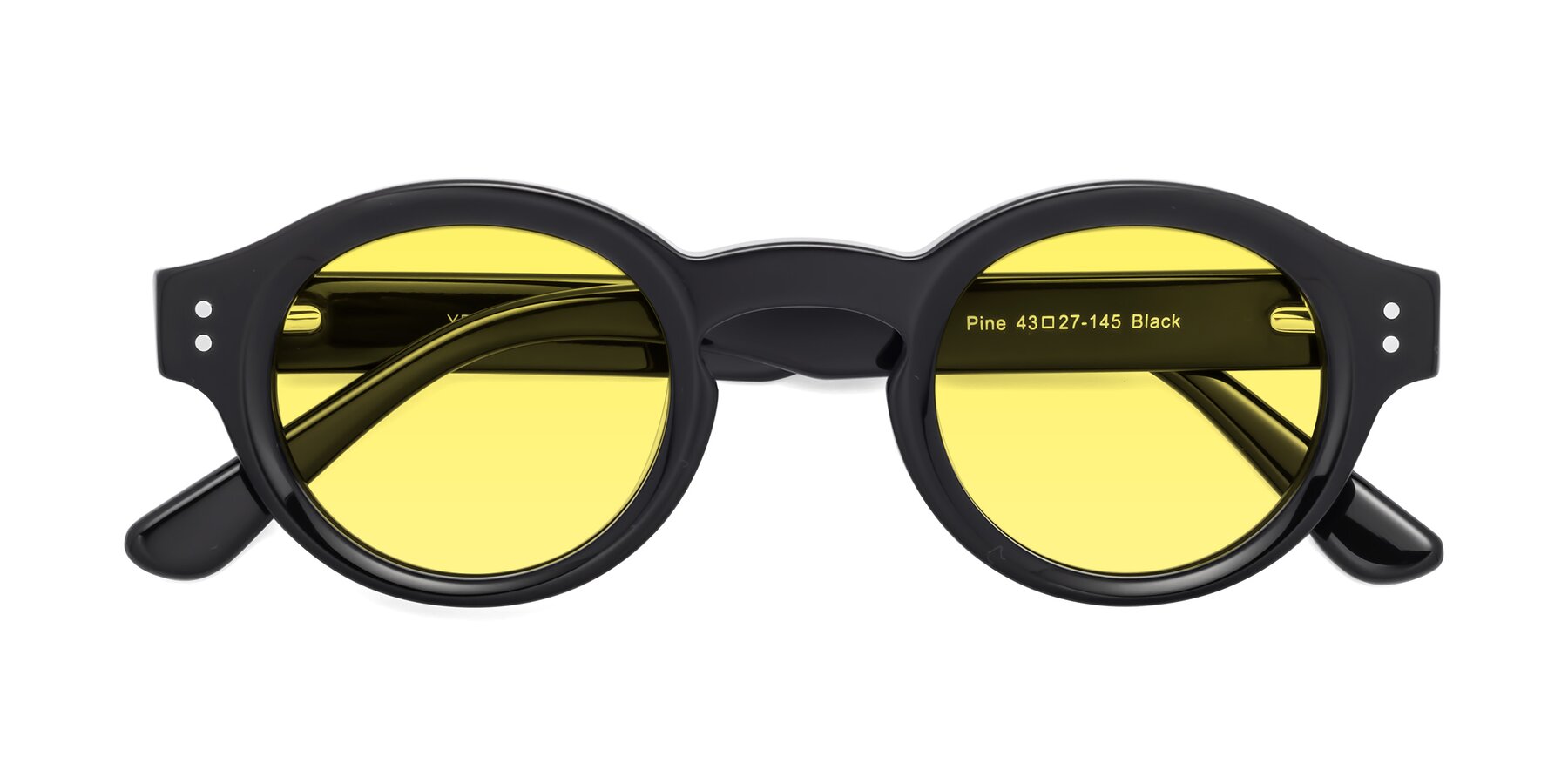 Folded Front of Pine in Black with Medium Yellow Tinted Lenses