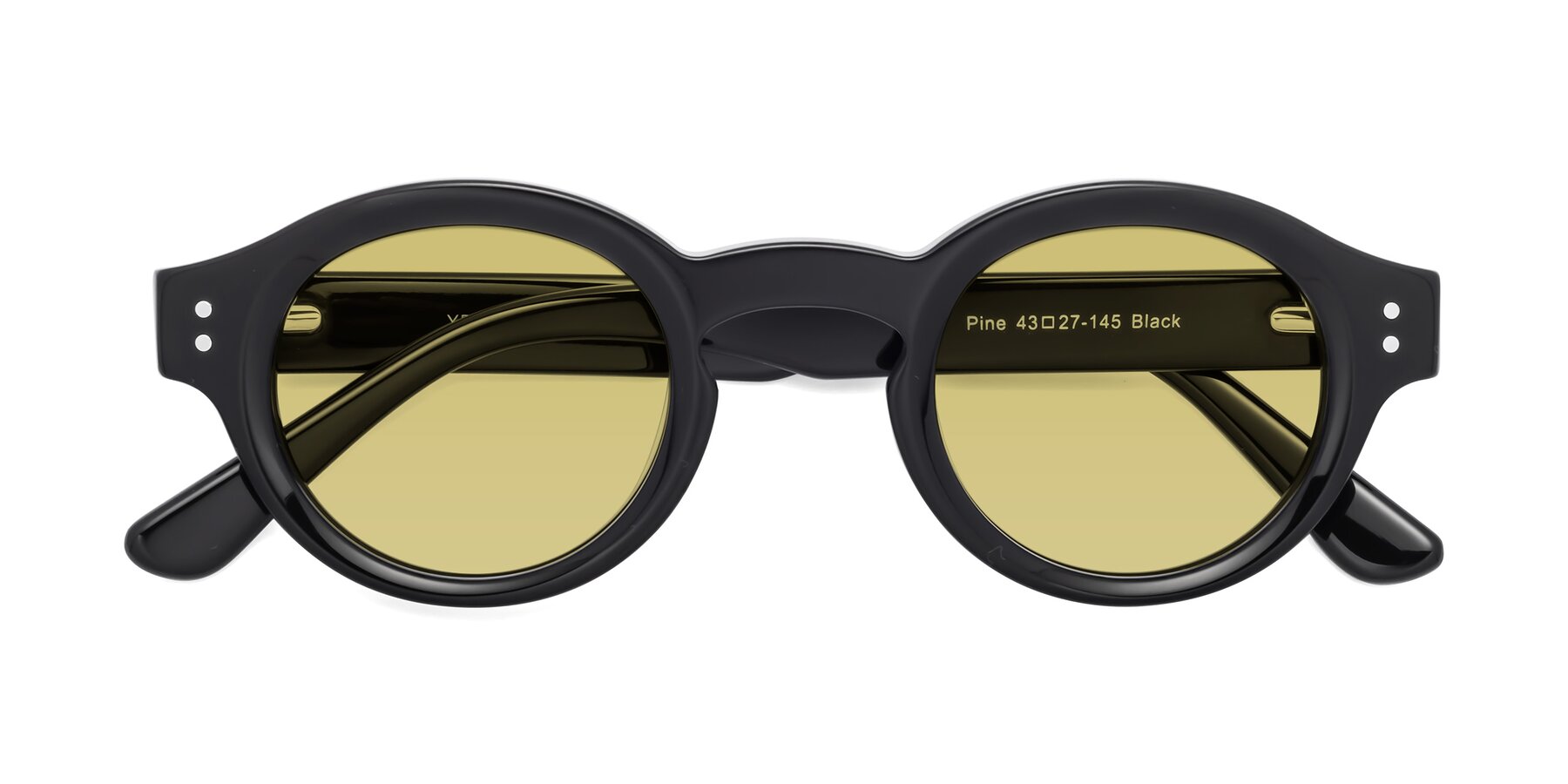 Folded Front of Pine in Black with Medium Champagne Tinted Lenses