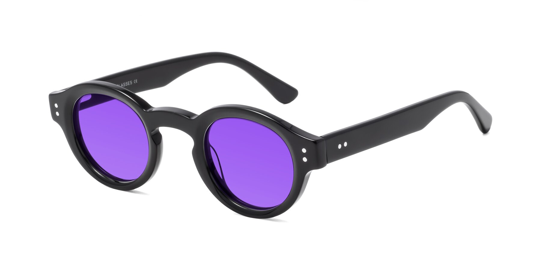Angle of Pine in Black with Purple Tinted Lenses